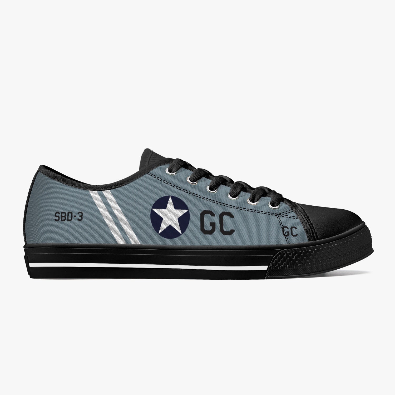 SBD Dauntless "Black GC" Low Top Canvas Shoes - I Love a Hangar