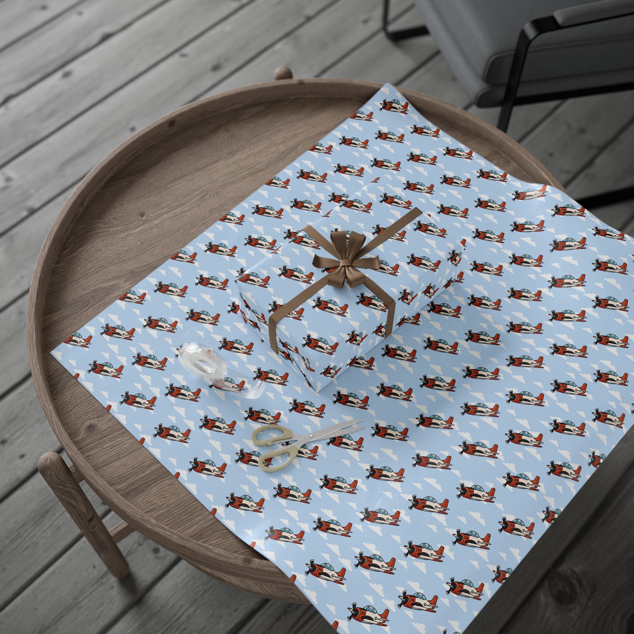 T-28 Trojan Wrapping Paper -  Sky Blue