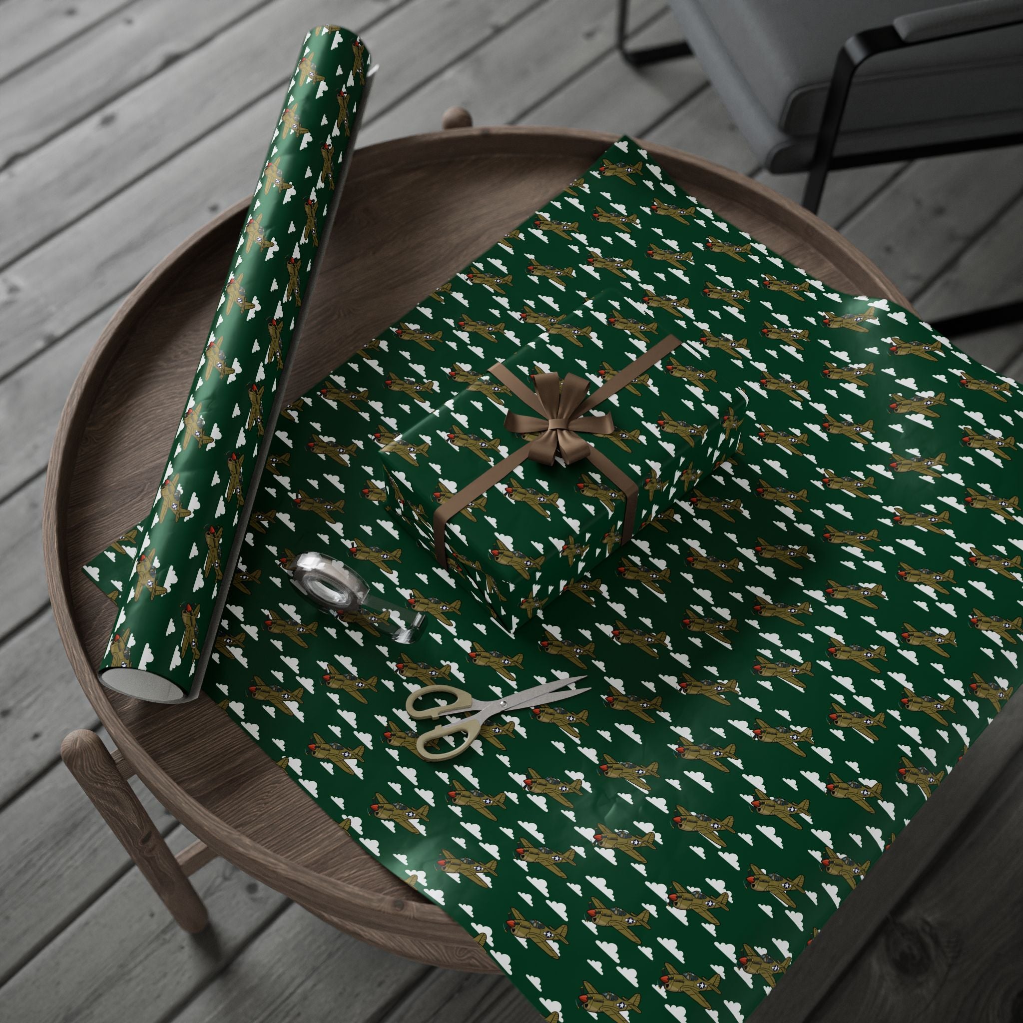 P-40 Warhawk Wrapping Paper - Green - I Love a Hangar