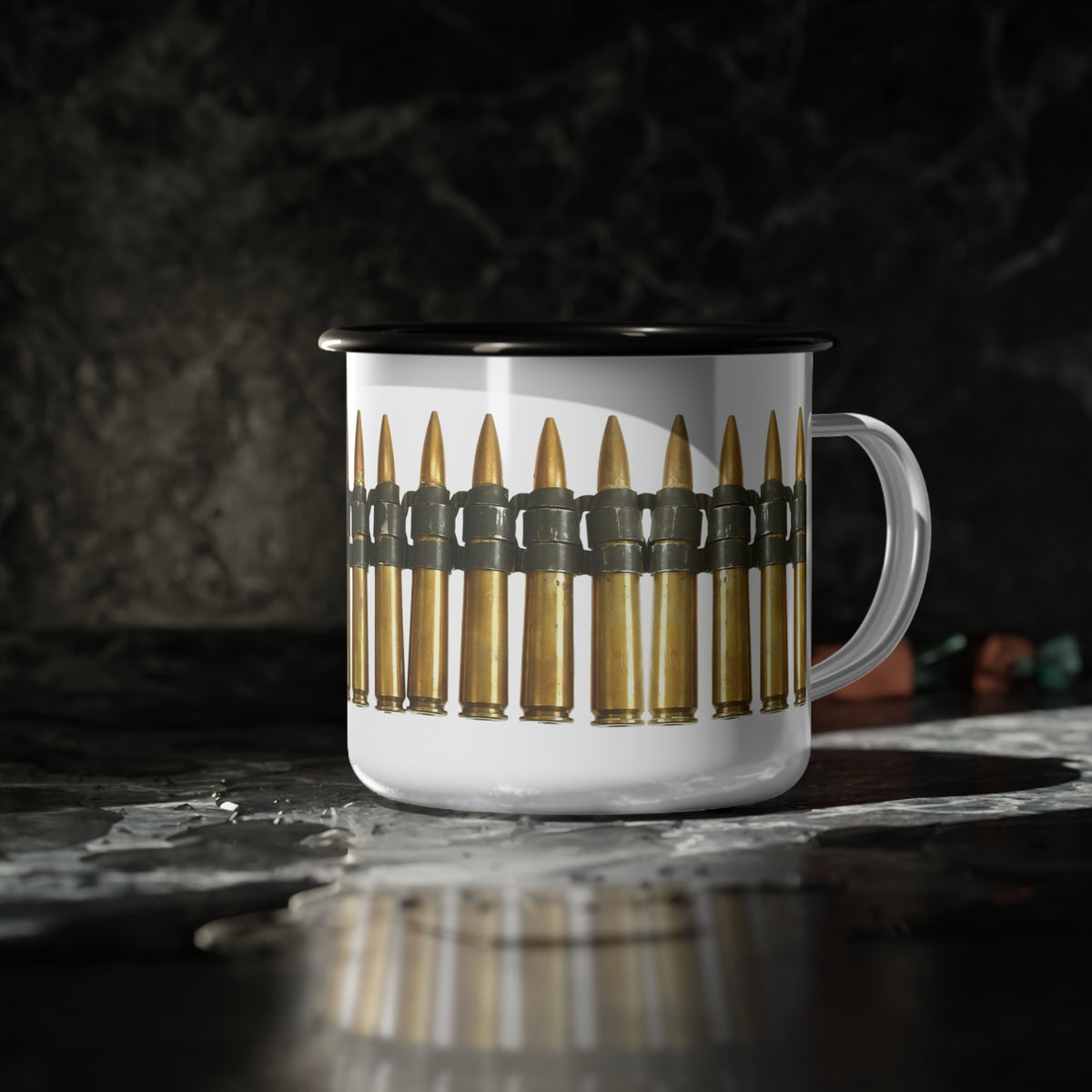 WWII .50 Cal Ammo Belt Enamel Mug - I Love a Hangar