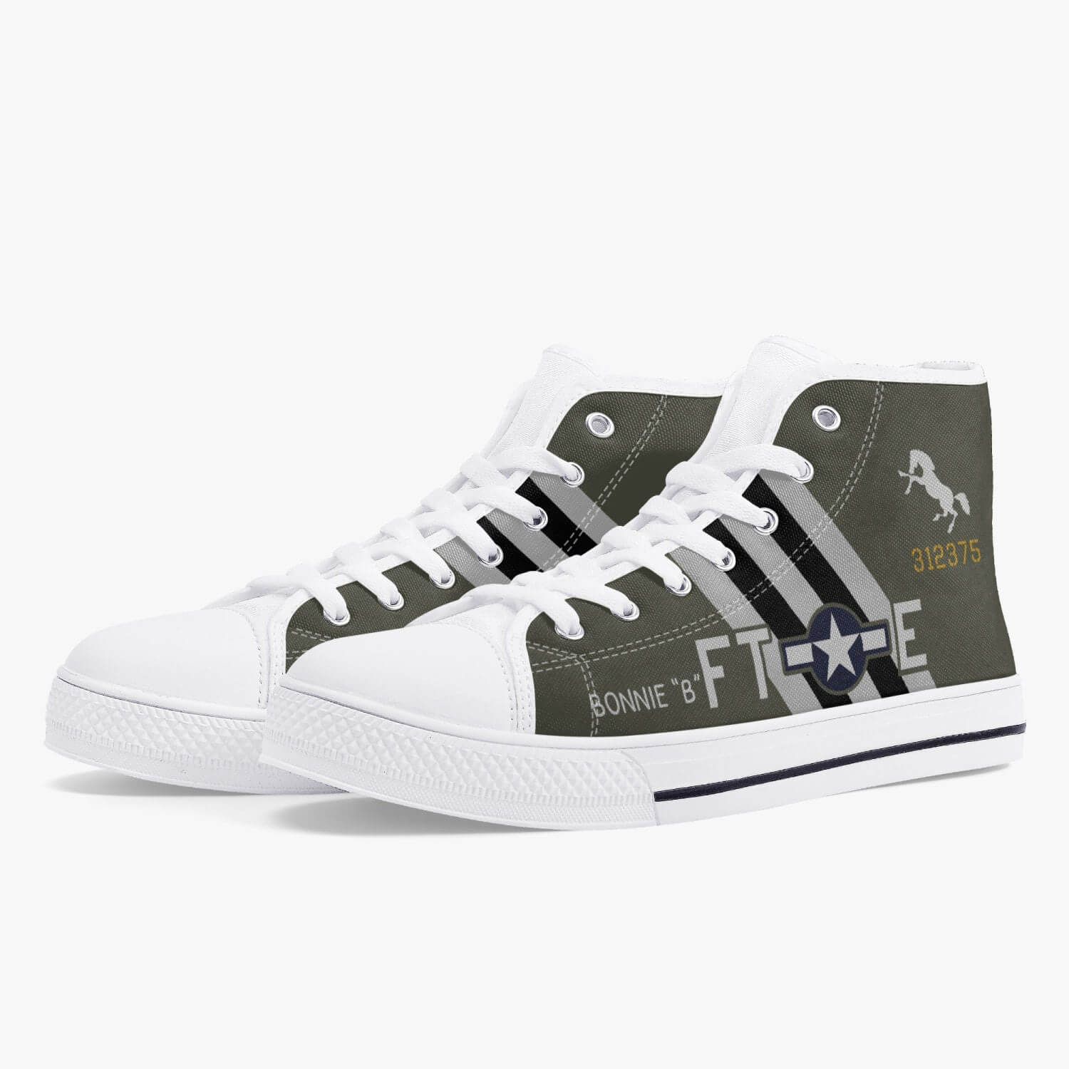 P-51 "Bonnie B" High Top Canvas Shoes - I Love a Hangar