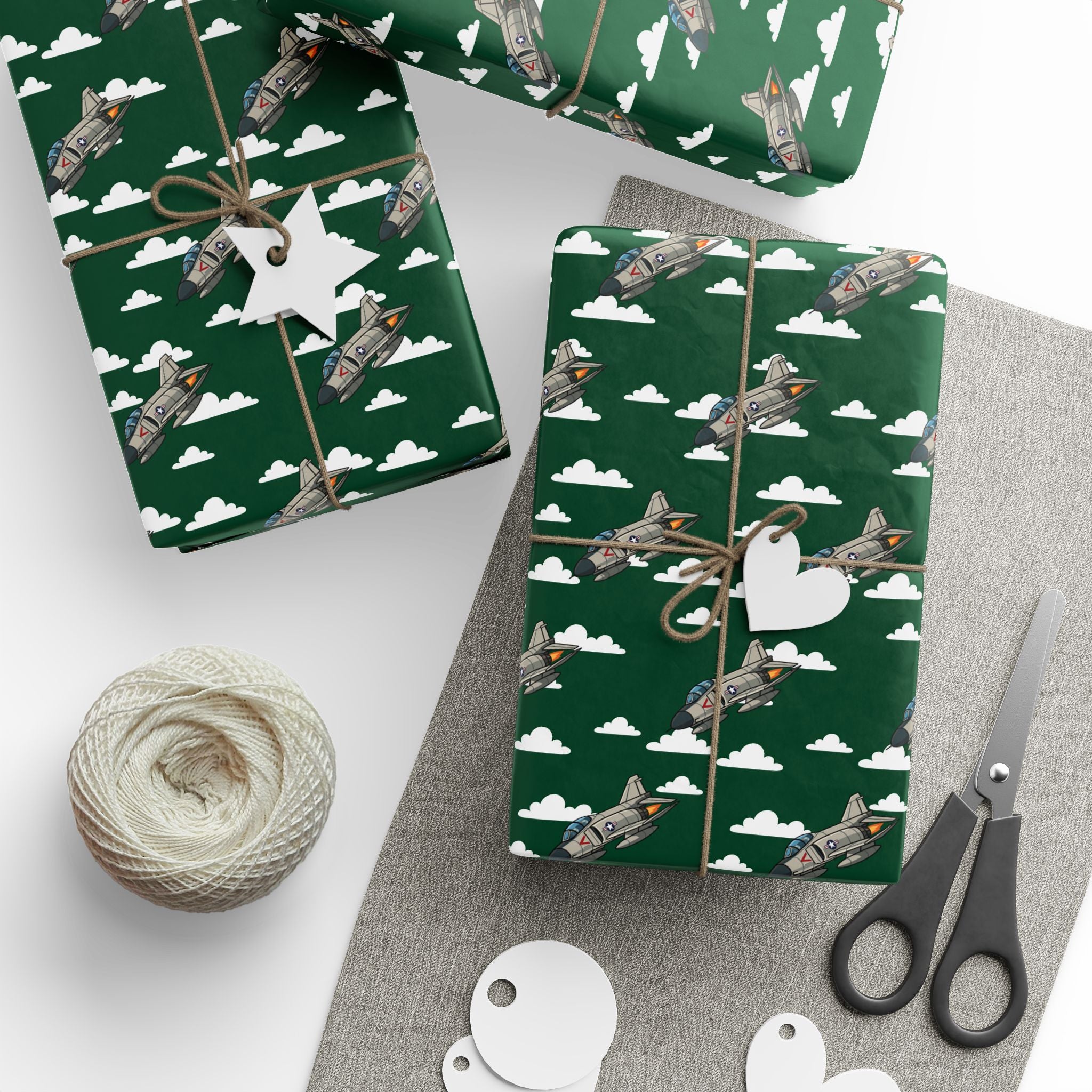 F-4 Phantom Wrapping Paper - Green - I Love a Hangar