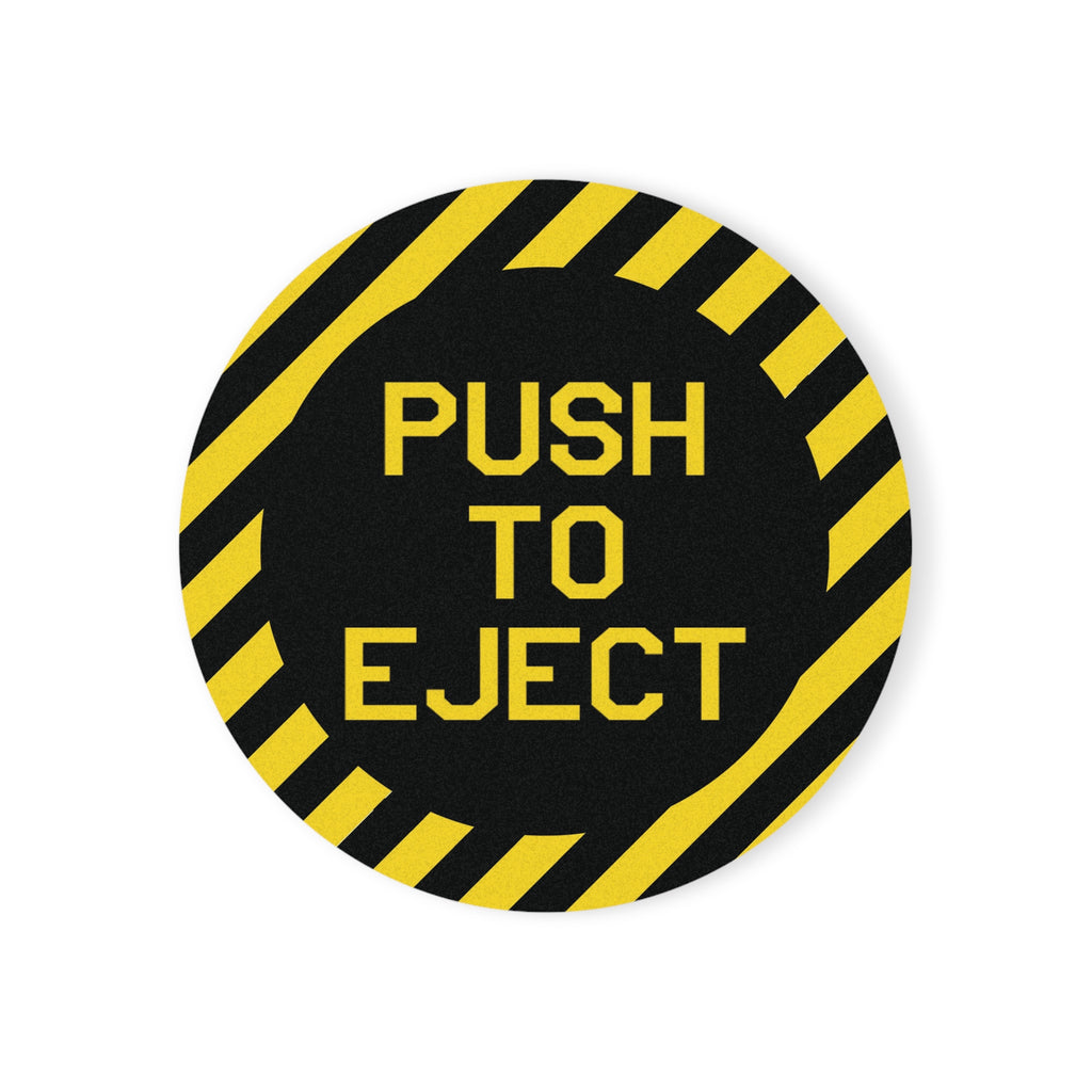 "Push To Eject" (Black) Cap Cork Back Coaster - I Love a Hangar