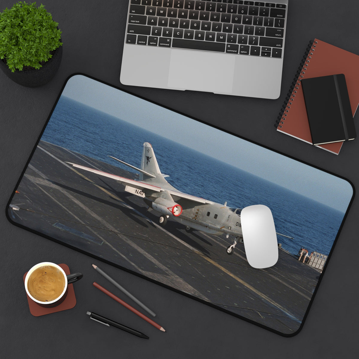 EA-3B Skywarrior Landing Aboard the USS Kitty Hawk Desk Mat - I Love a Hangar