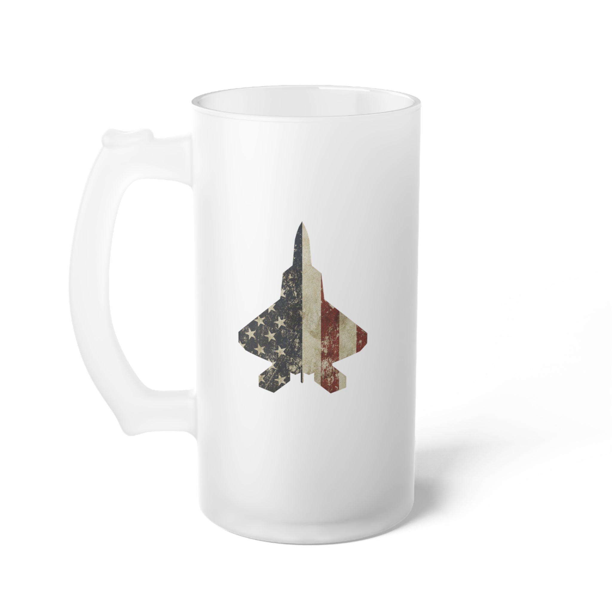 F-22 Raptor Frosted Glass 16oz (473ml) Beer Mug - I Love a Hangar