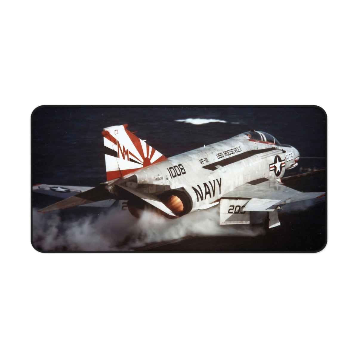 F-4 Phantom II from VF-111 Sundowners About to Launch Desk Mat - I Love a Hangar