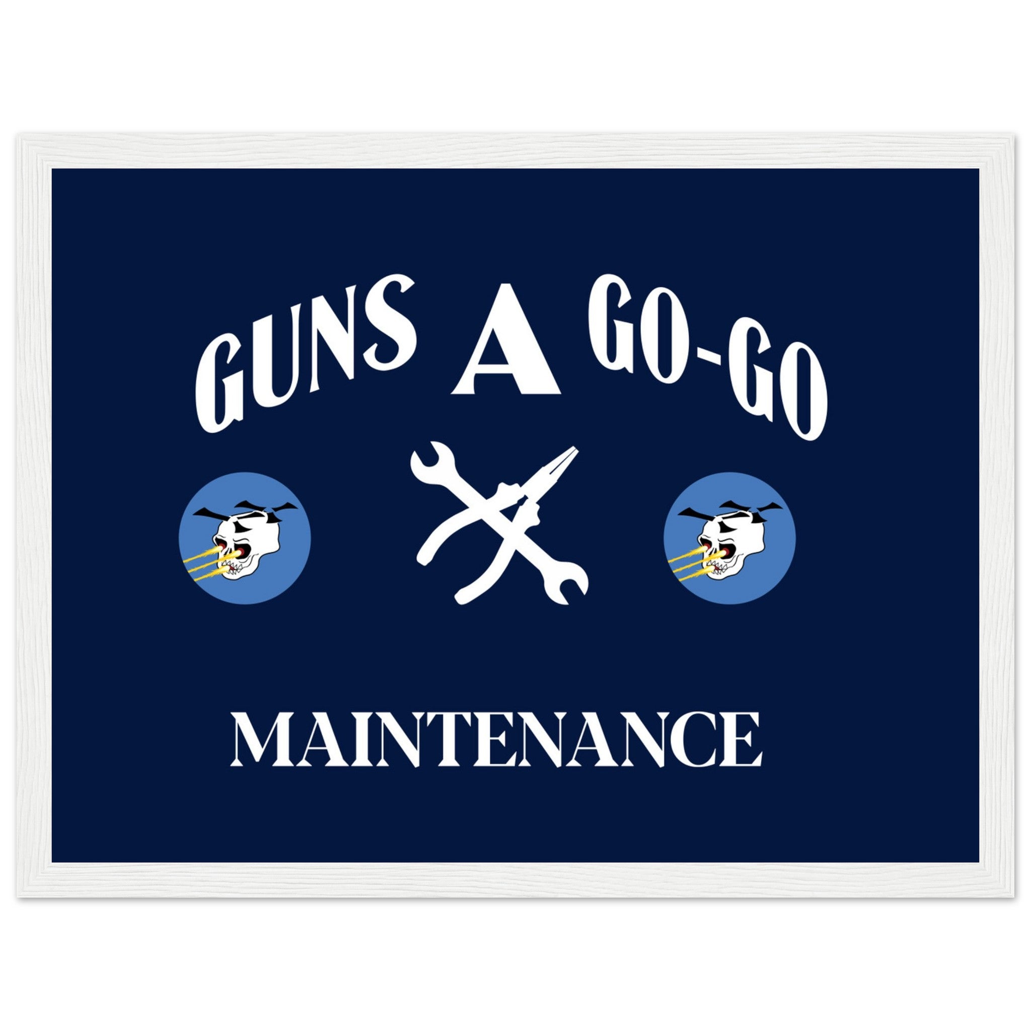 "Guns A Go-Go" (53rd Avn Det) Premium Matte Paper Wooden Framed Poster - I Love a Hangar