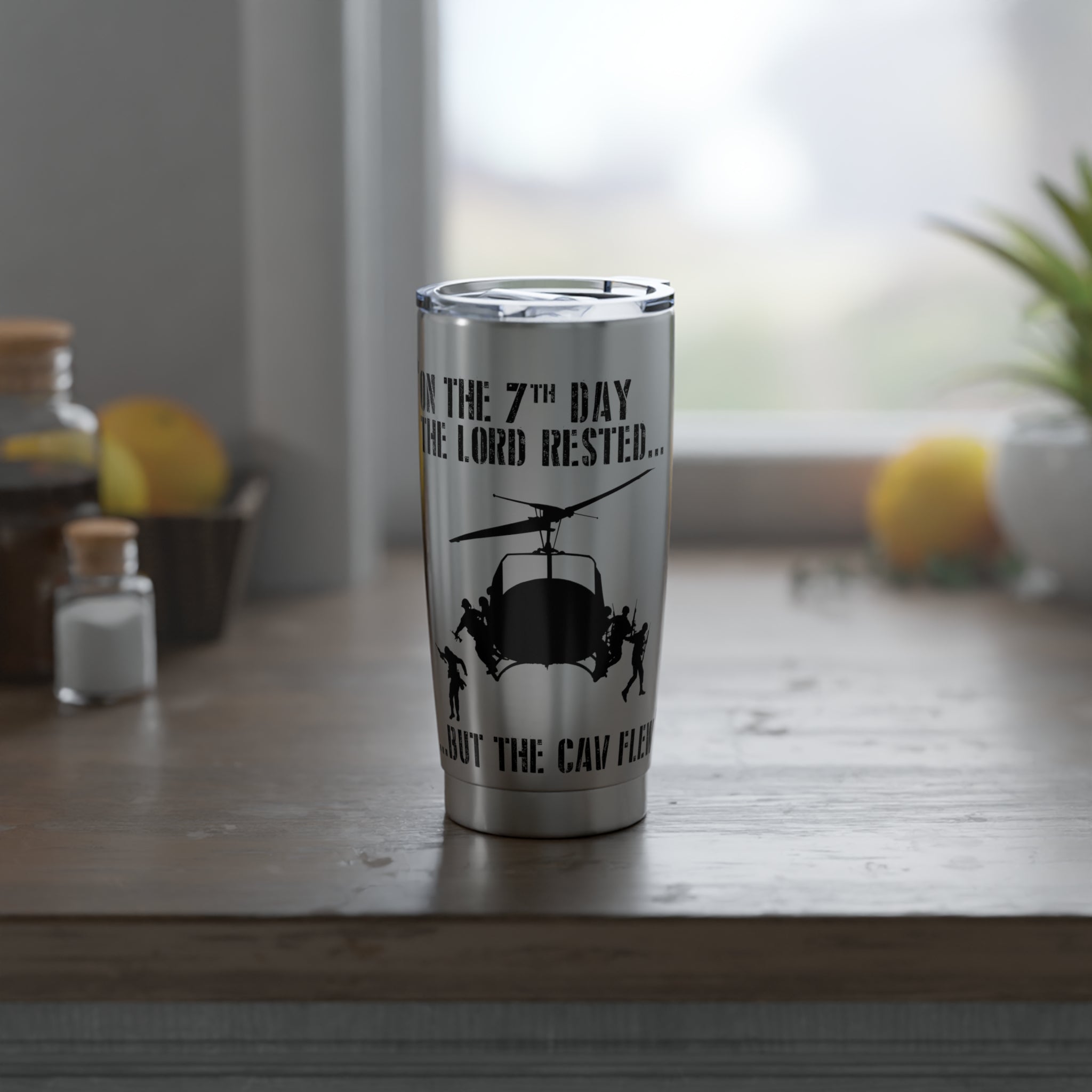 "On the 7th Day the Lord rested, but the Cav Flew" Inspired 20oz (590ml) Stainless Steel Tumbler - I Love a Hangar