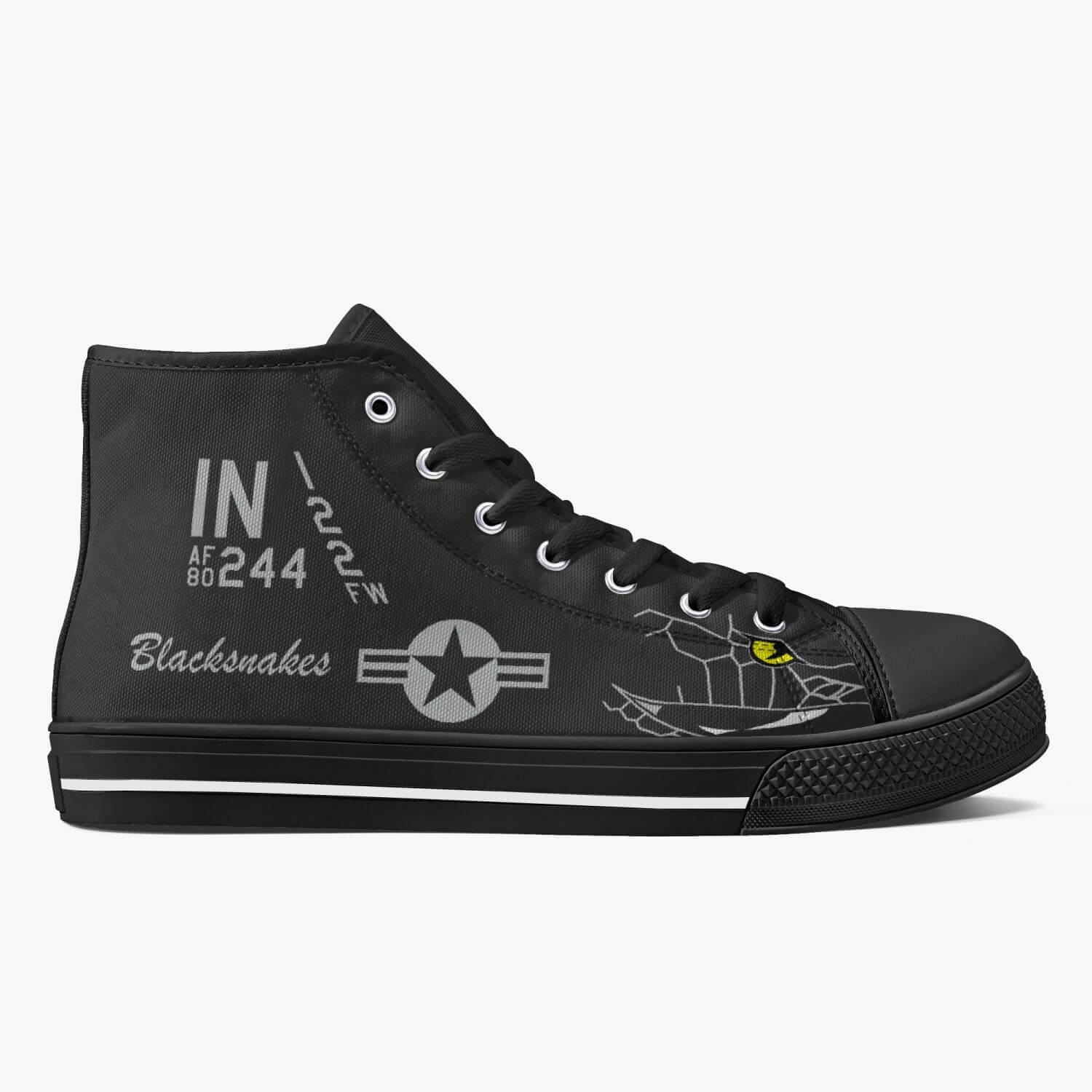 A-10 "Blacksnakes" High Top Canvas Shoes (Dark Theme) - I Love a Hangar