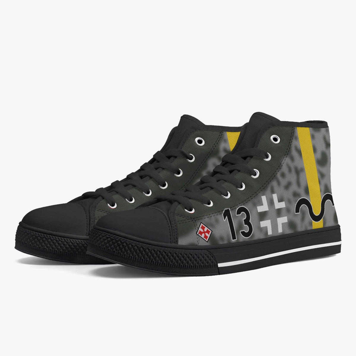 Bf-109 "Black 13" of Gunther Rall High Top Canvas Shoes - I Love a Hangar