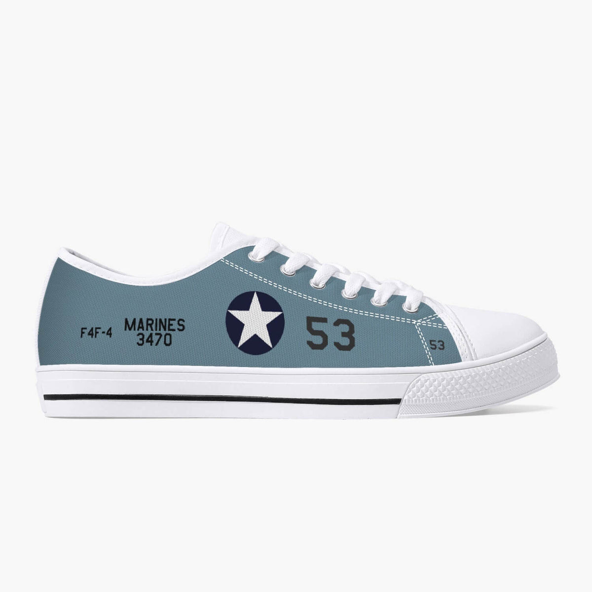 F4F "Black 53" of Joe Foss Low Top Canvas Shoes - I Love a Hangar