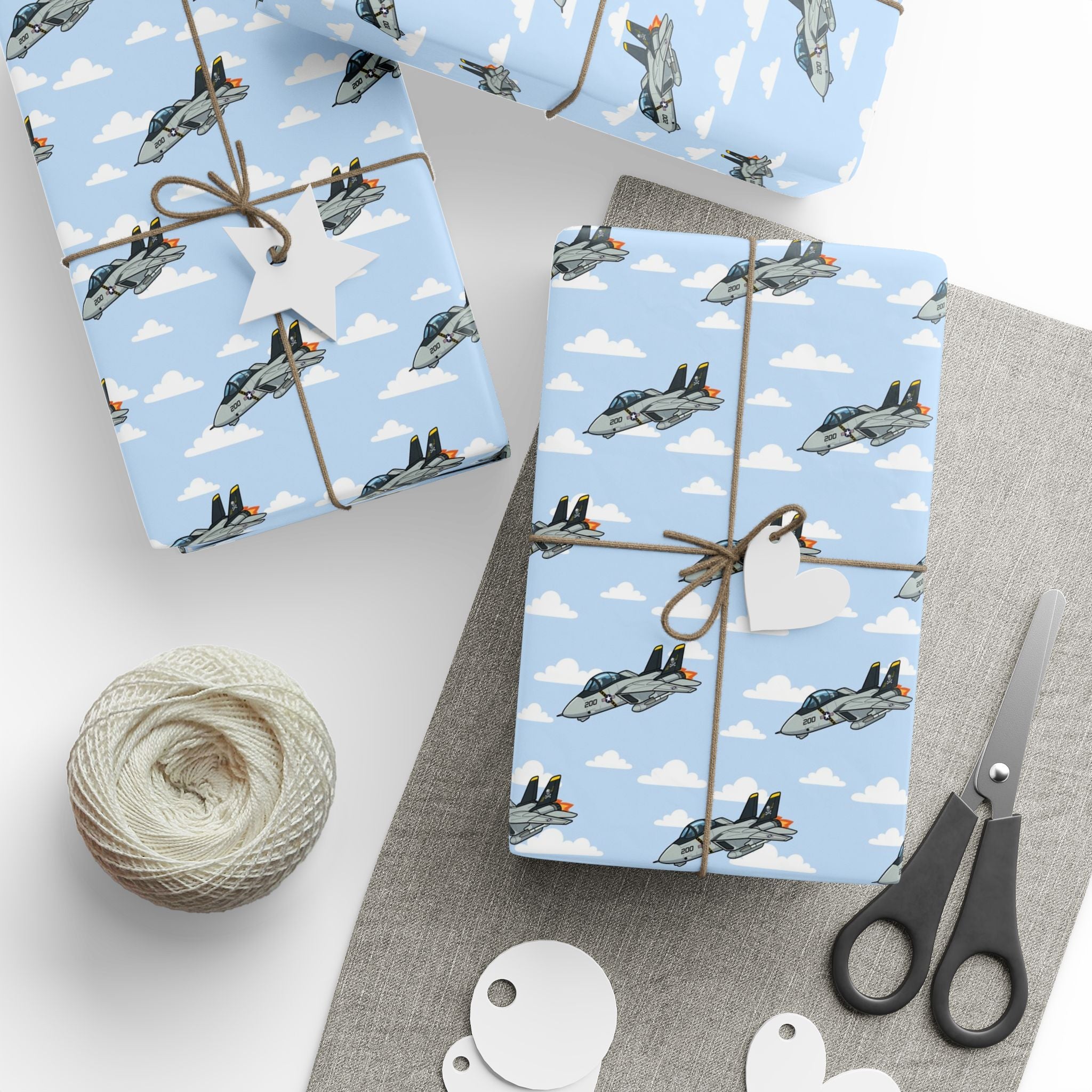 F-14 Tomcat Wrapping Paper - Sky Blue