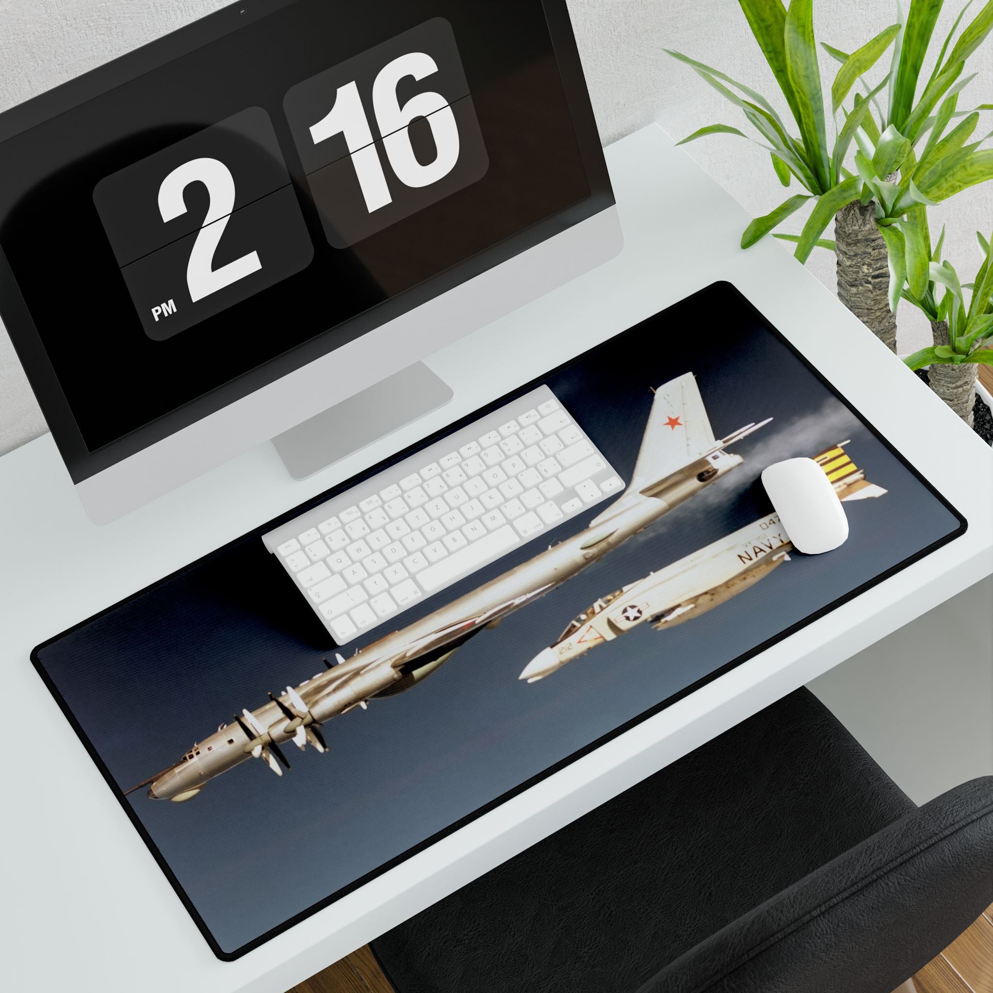 F-4 Phantom alongside TU-95 Bear Desk Mat - I Love a Hangar