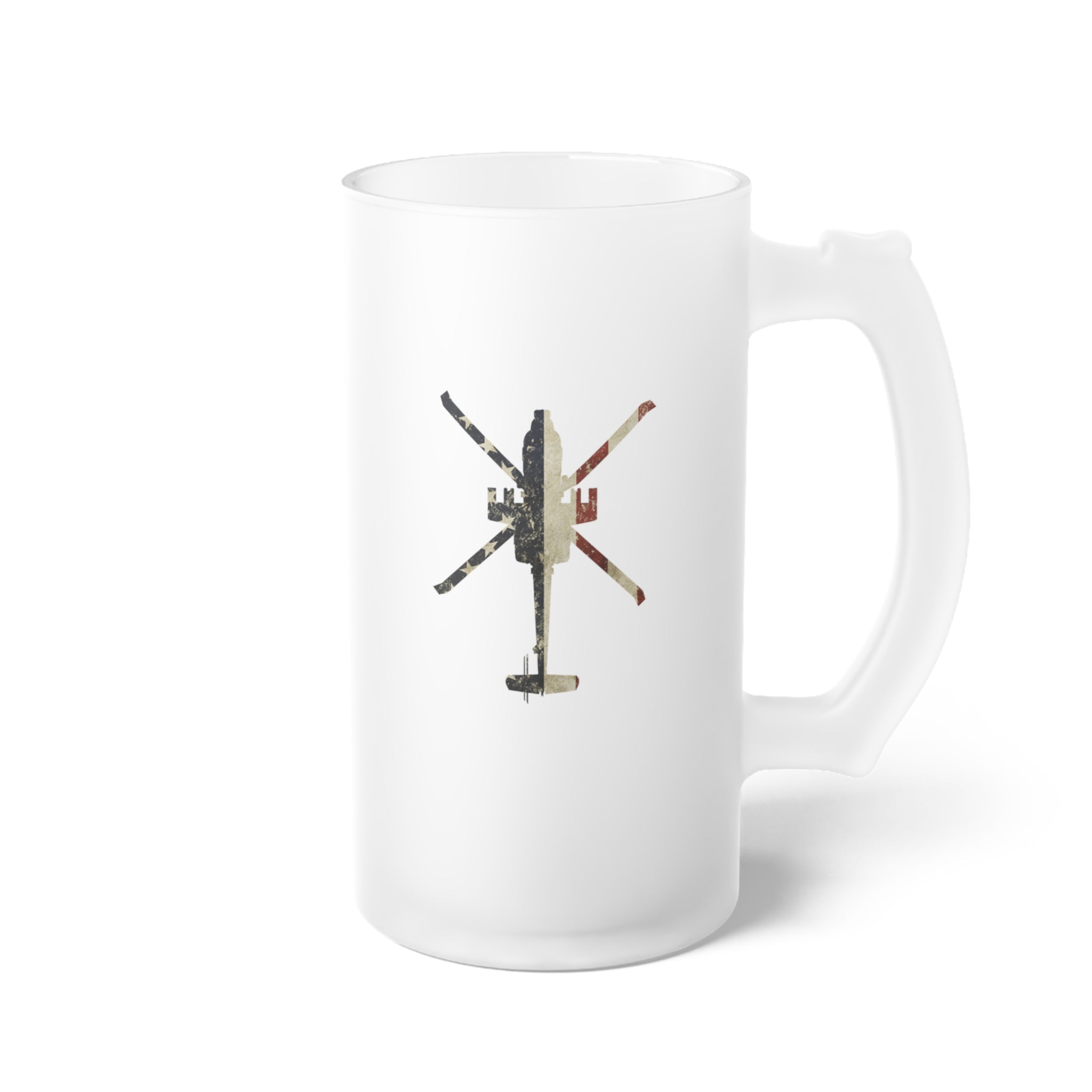 AH-64 Apache Frosted Glass 16oz (473ml) Beer Mug - I Love a Hangar