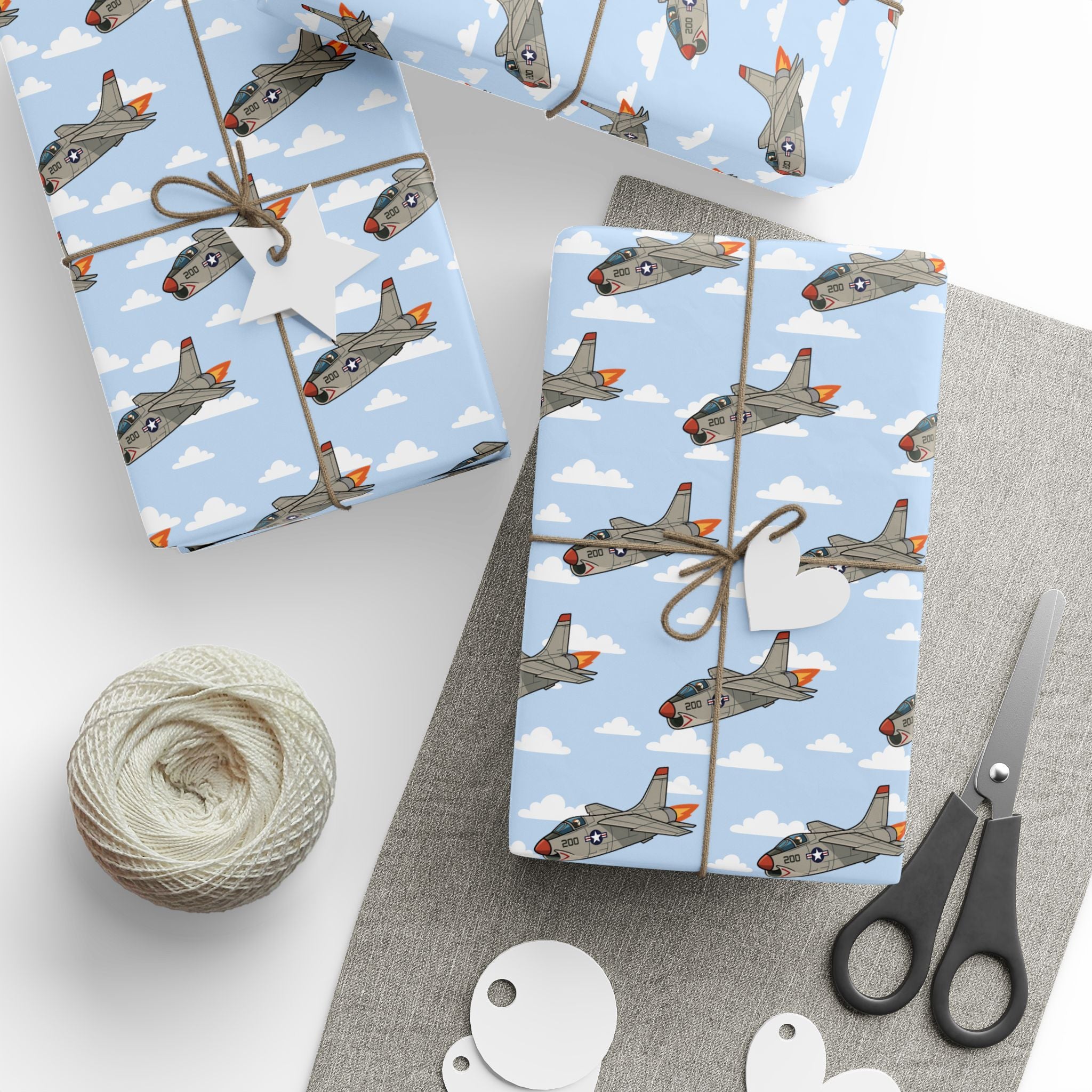 F-8 Crusader Wrapping Paper -  Sky Blue