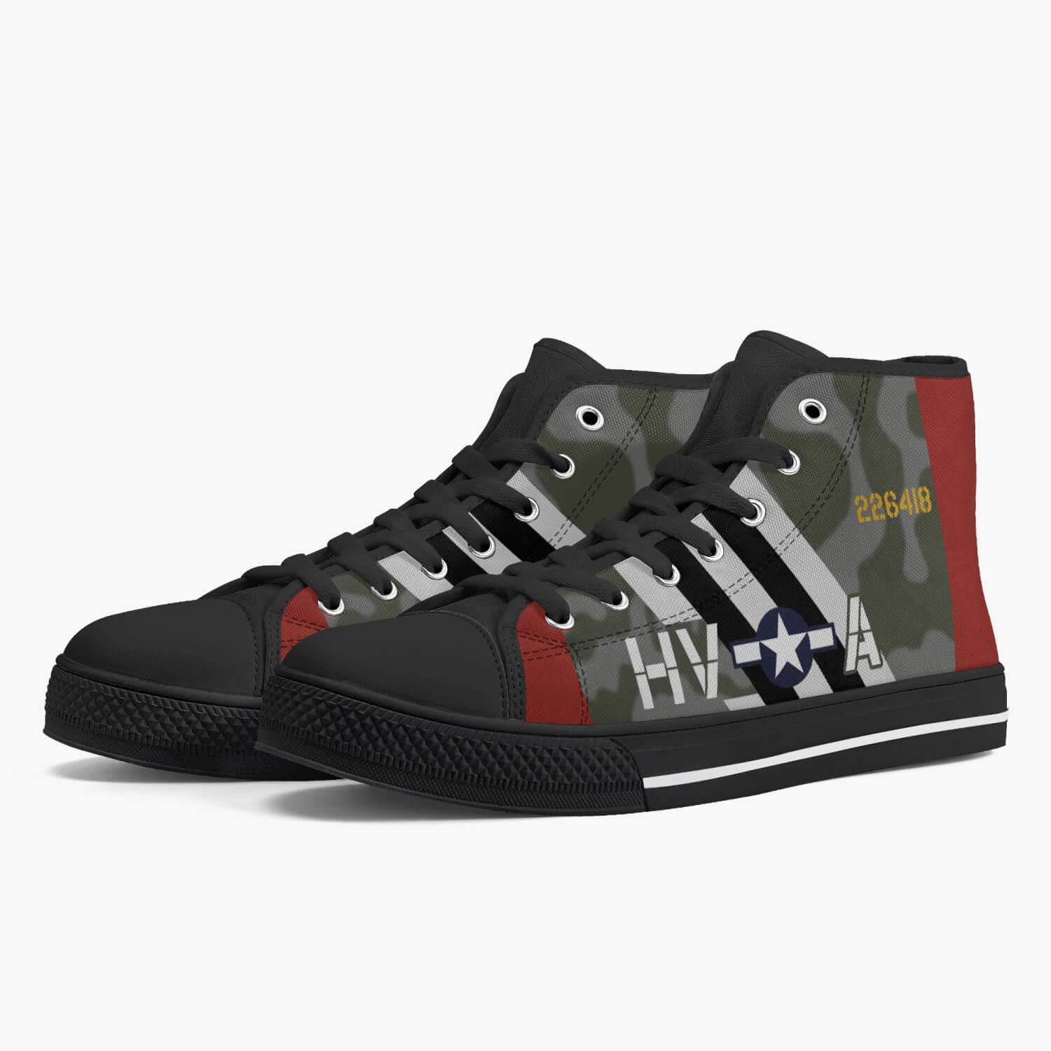 P-47 "HV-A" of Francis "Gabby" Gabreski High Top Canvas Shoes - I Love a Hangar