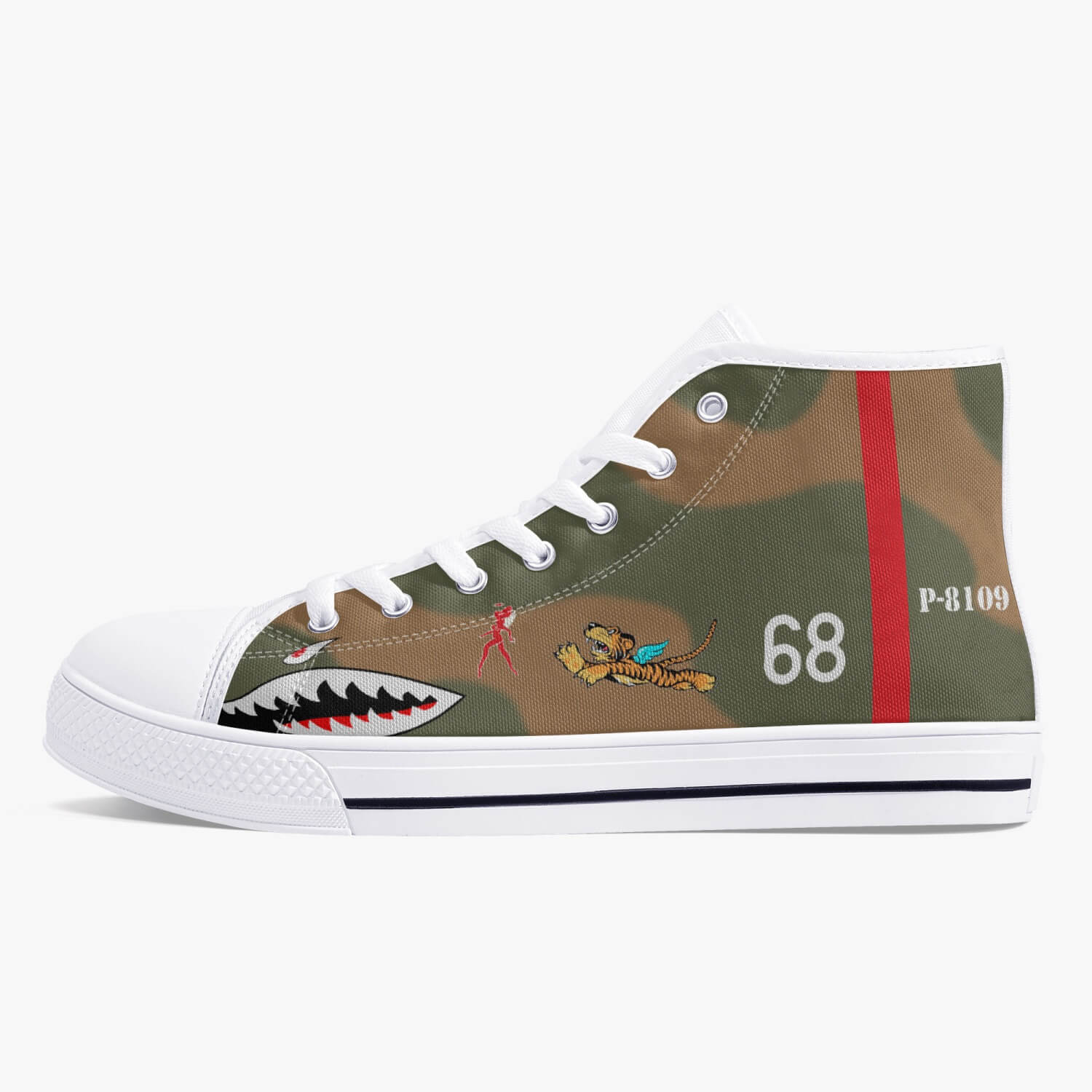 P-40 "White 68" of Charles Older High Top Canvas Shoes - I Love a Hangar