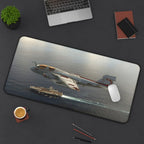 EA-6B Prowler above USS John F. Kennedy Desk Mat - I Love a Hangar