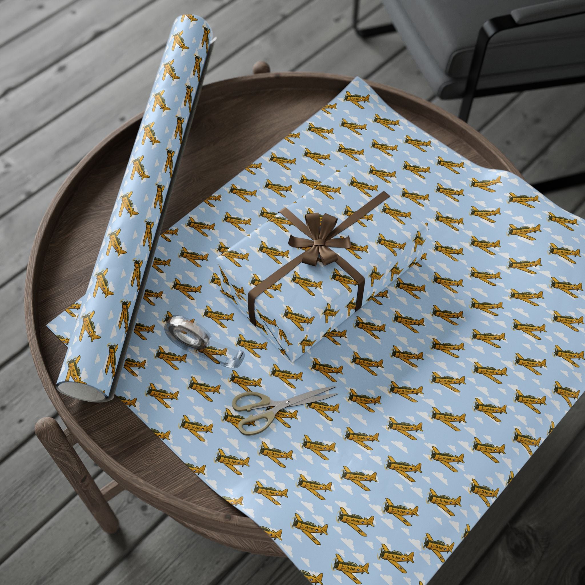 AT-6 Texan Wrapping Paper -  Sky Blue