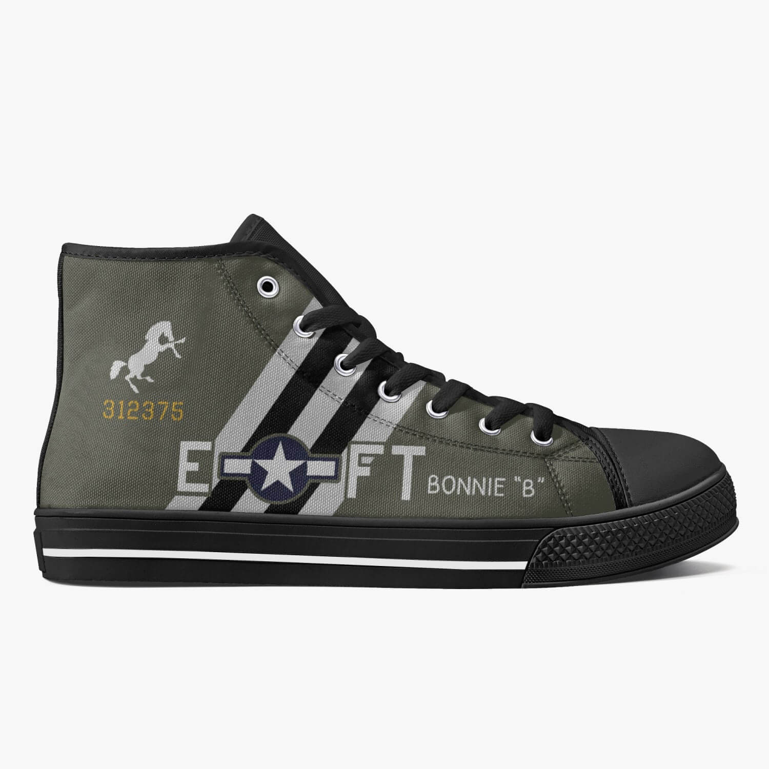 P-51 "Bonnie B" High Top Canvas Shoes - I Love a Hangar