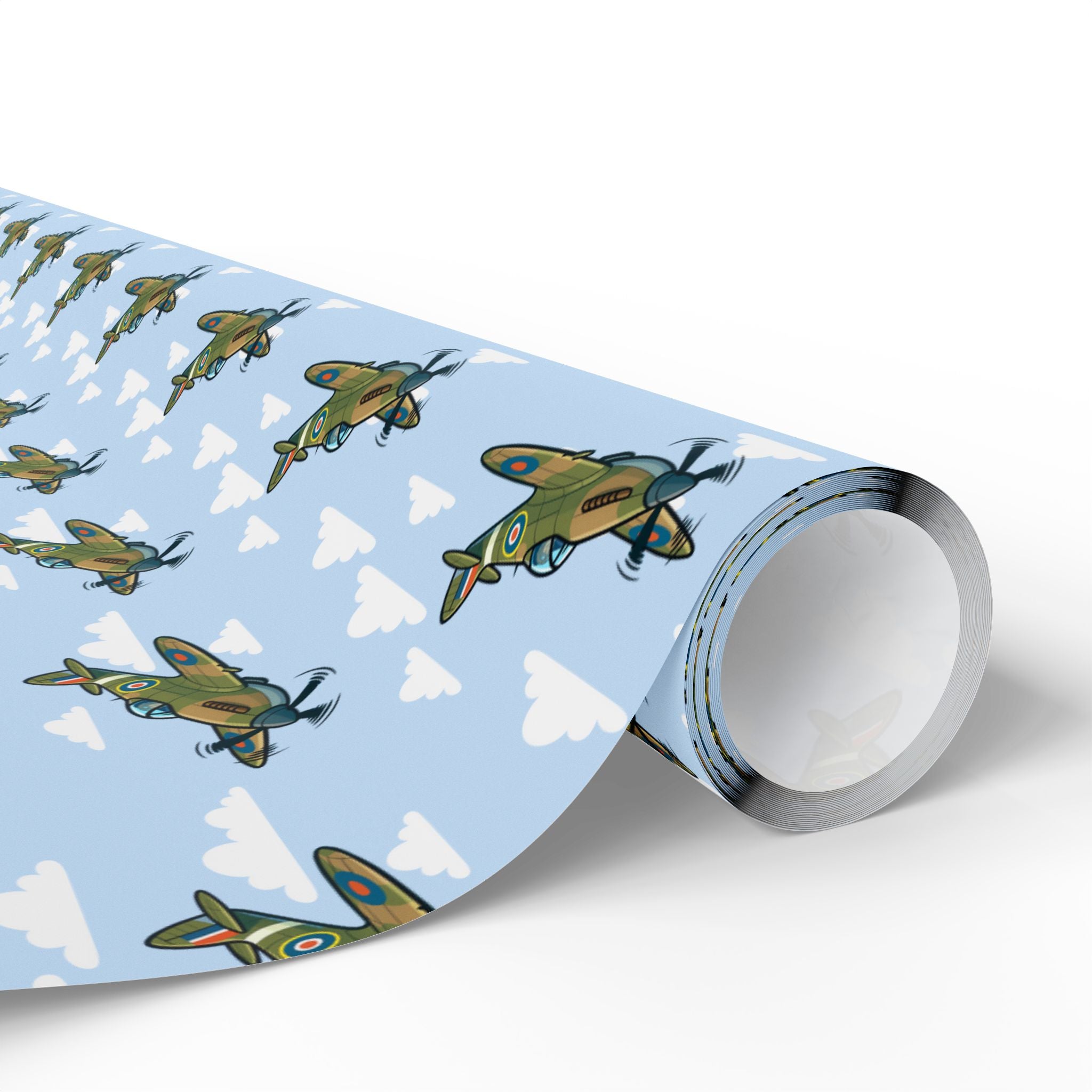 Spitfire Wrapping Paper - Sky Blue - I Love a Hangar