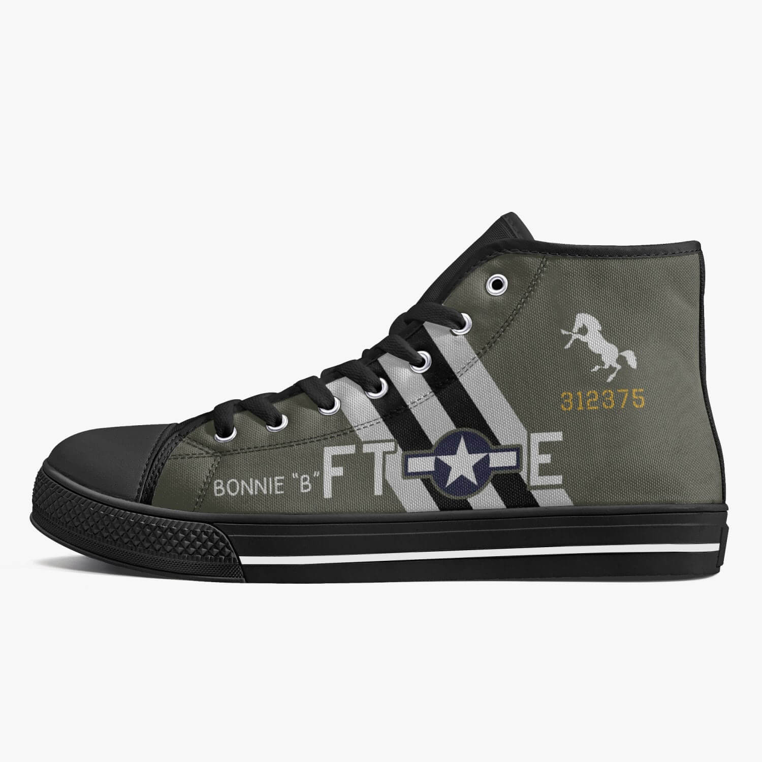 P-51 "Bonnie B" High Top Canvas Shoes - I Love a Hangar