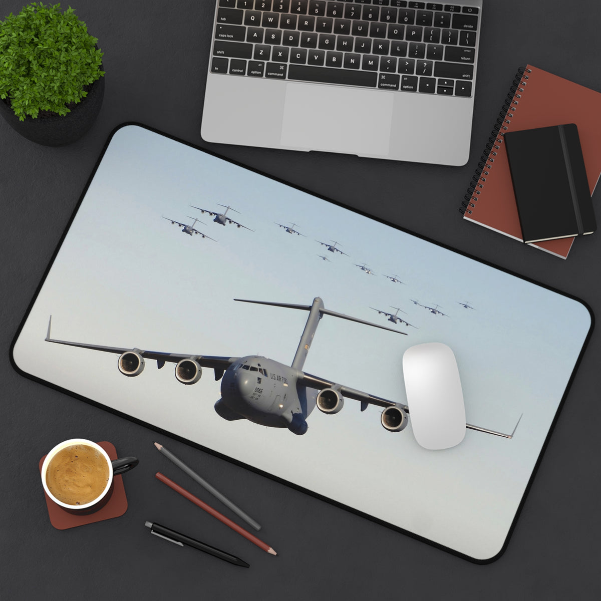 C-17 Globemaster Formation Desk Mat - I Love a Hangar
