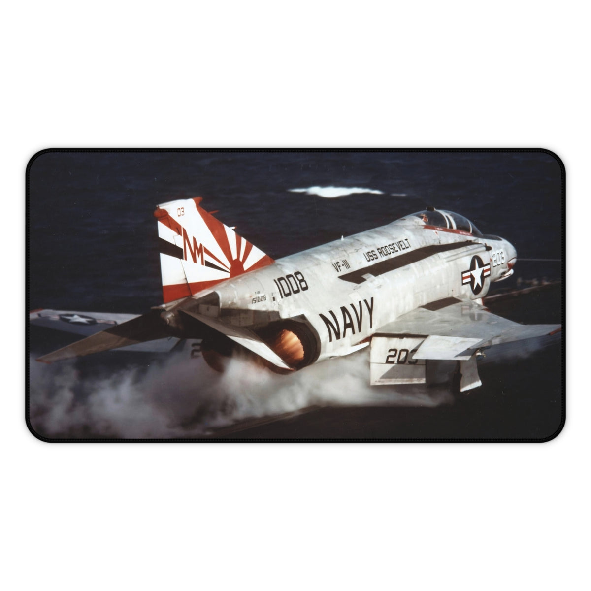 F-4 Phantom II from VF-111 Sundowners About to Launch Desk Mat - I Love a Hangar