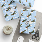 P-51 Mustang (Olive Drab) Wrapping Paper - Sky Blue - I Love a Hangar