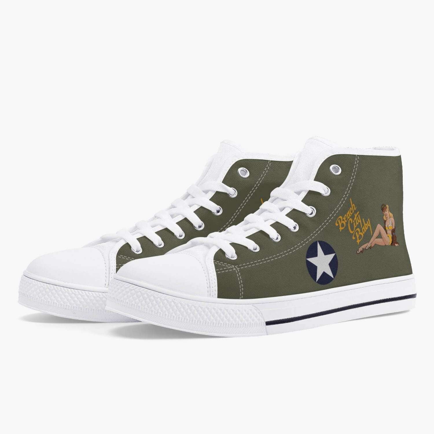 C-53 "Beach City Baby" High Top Canvas Shoes - I Love a Hangar