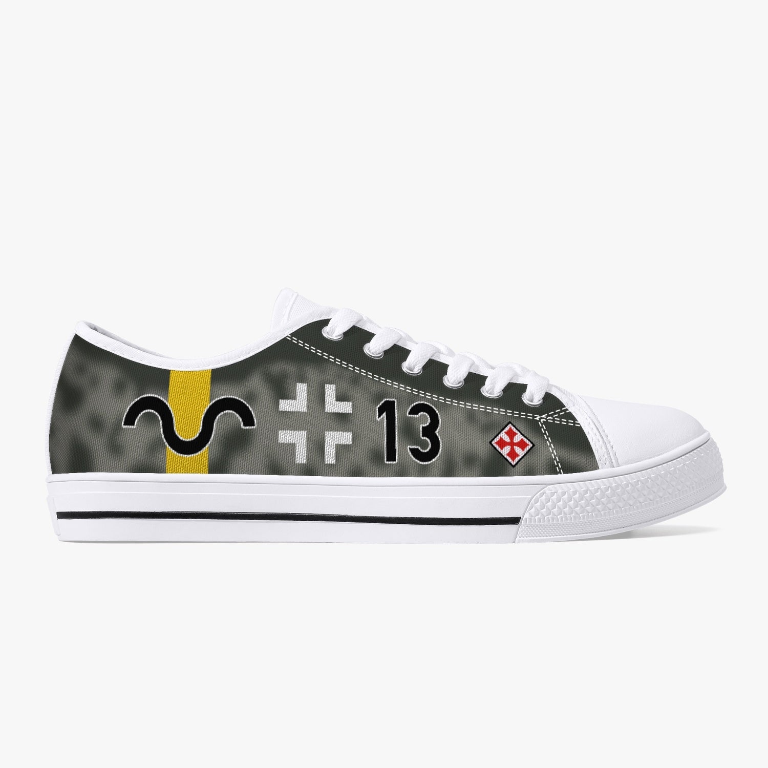 Bf-109 "Black 13" of Gunther Rall Low Top Canvas Shoes - I Love a Hangar