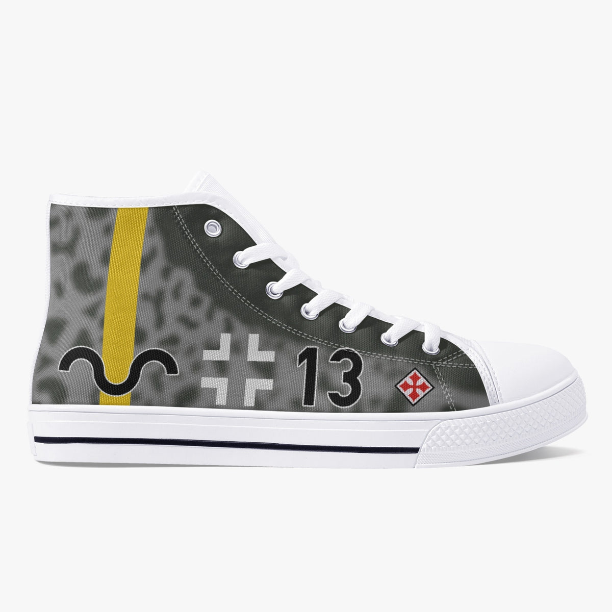 Bf-109 "Black 13" of Gunther Rall High Top Canvas Shoes - I Love a Hangar