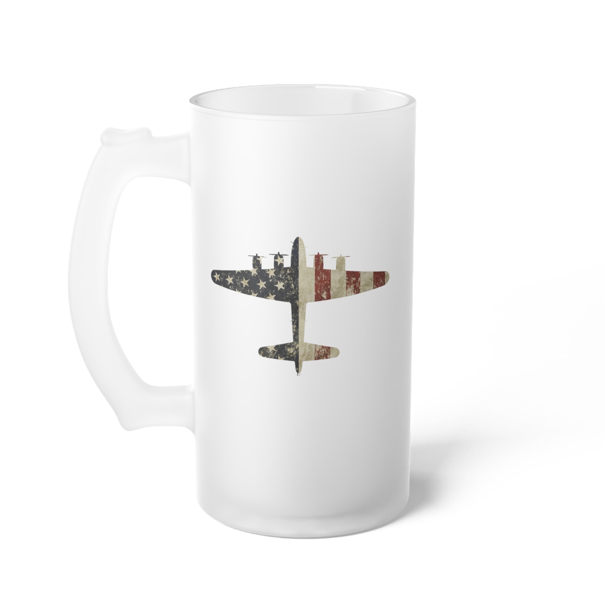 B-17 Flying Fortress Frosted Glass 16oz (473ml) Beer Mug - I Love a Hangar