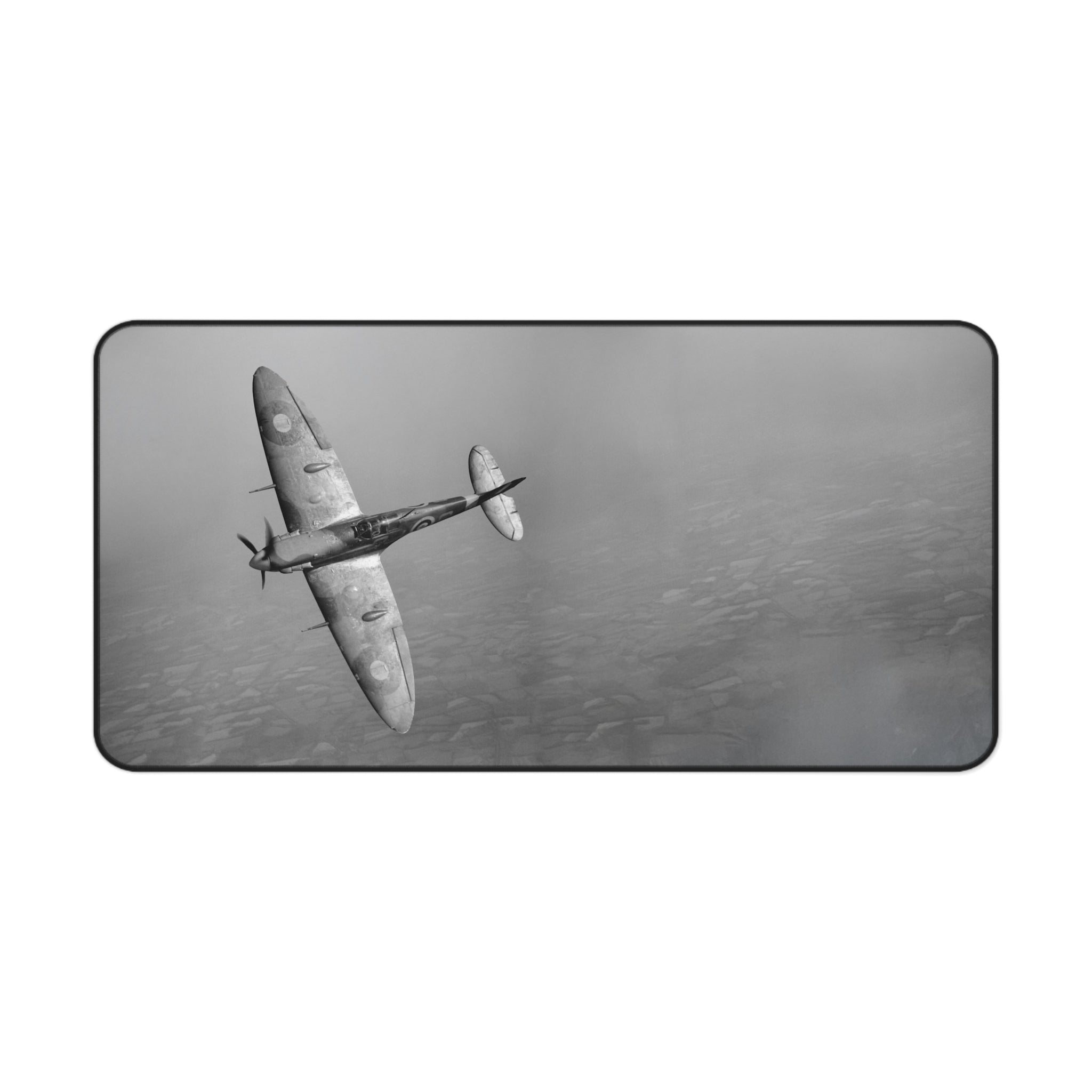 Spitfire R6923 over the English countryside Desk Mat - I Love a Hangar