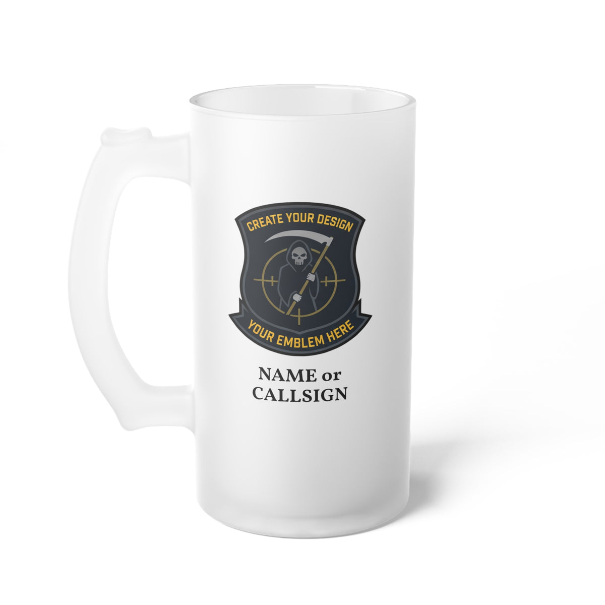 Custom Squadron Frosted Glass Beer Mug 16oz (473ml)