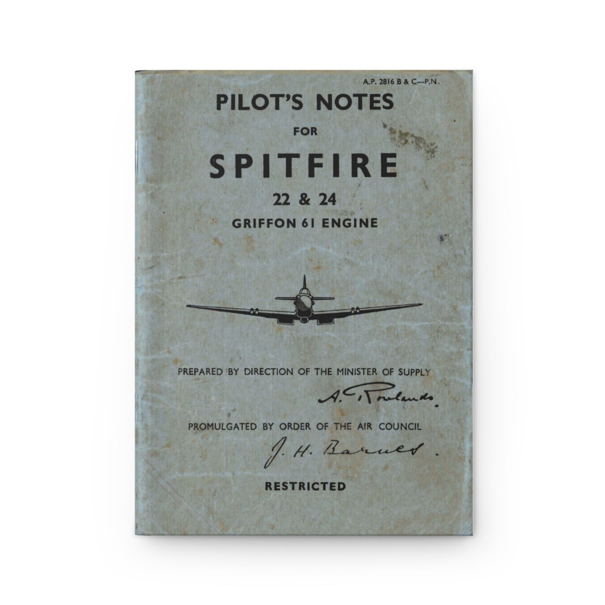 Supermarine "Spitfire" Inspired Hardcover Journal - I Love a Hangar