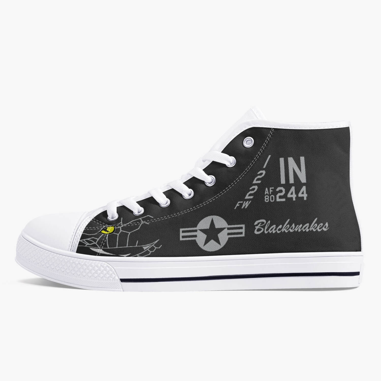 A-10 "Blacksnakes" High Top Canvas Shoes (Dark Theme) - I Love a Hangar