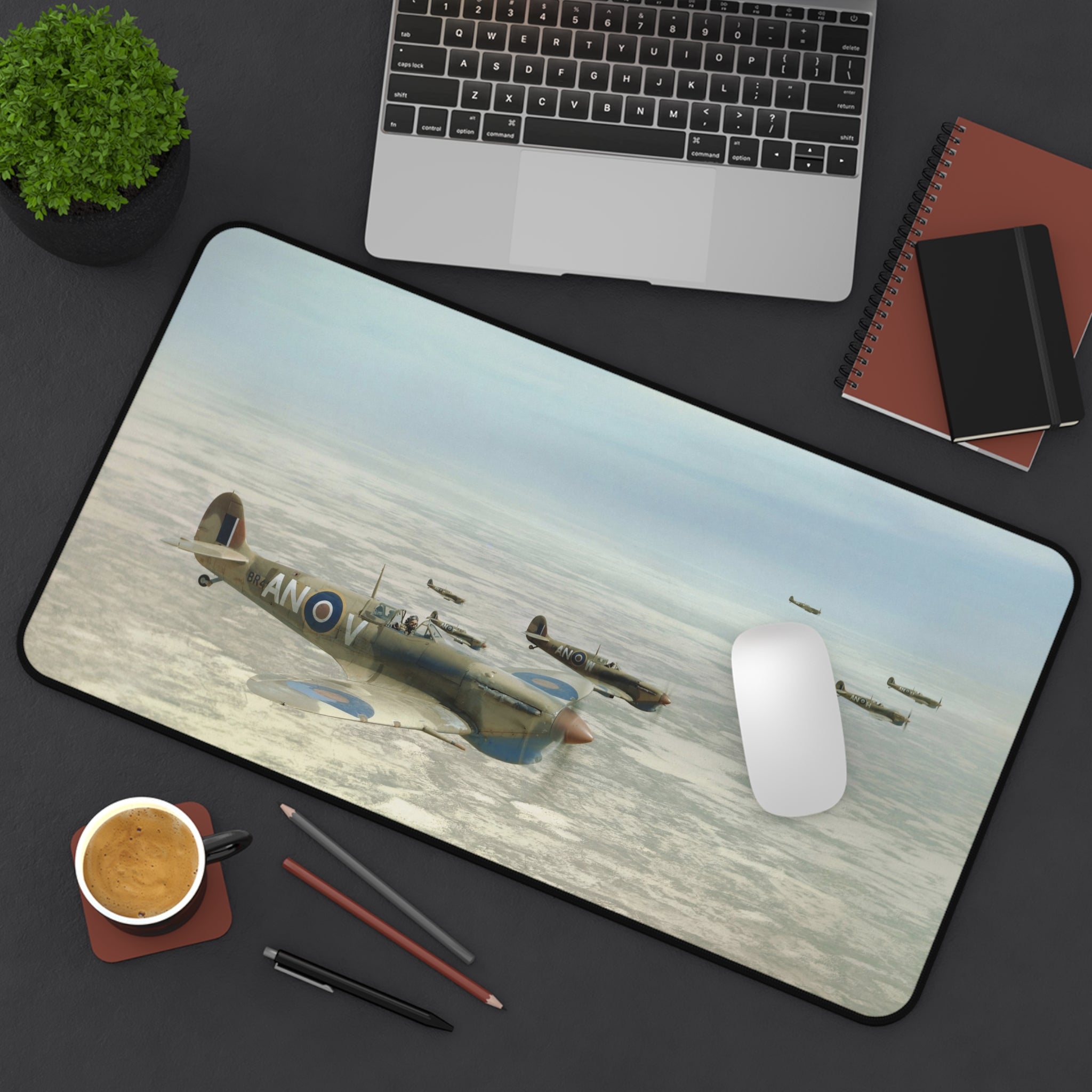 Spitfire of No. 417 Squadron RCAF Desk Mat - I Love a Hangar