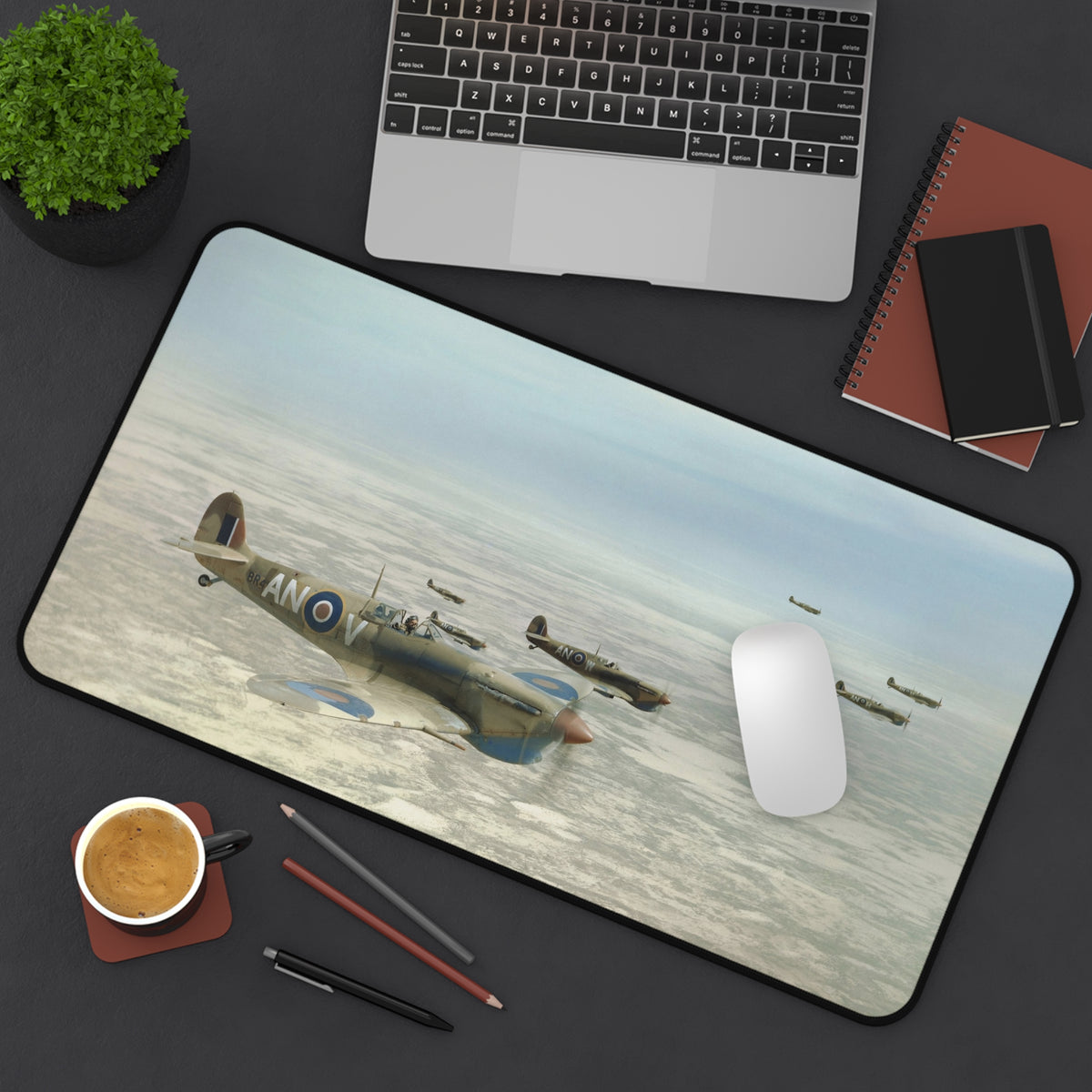Spitfire of No. 417 Squadron RCAF Desk Mat - I Love a Hangar