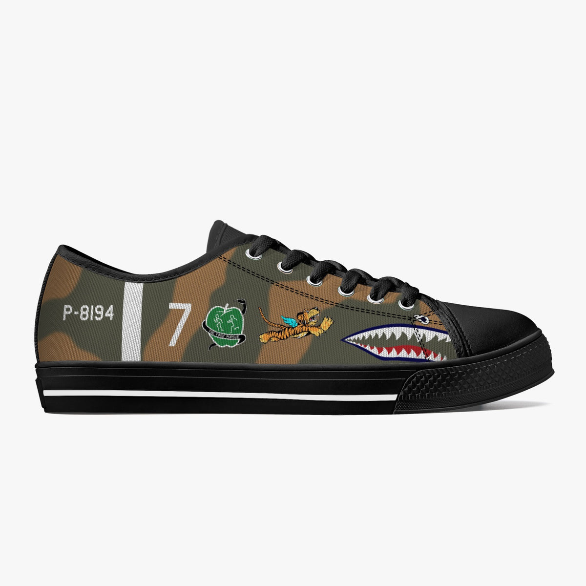 P-40 "White #7" of Robert Neale Low Top Canvas Shoes - I Love a Hangar