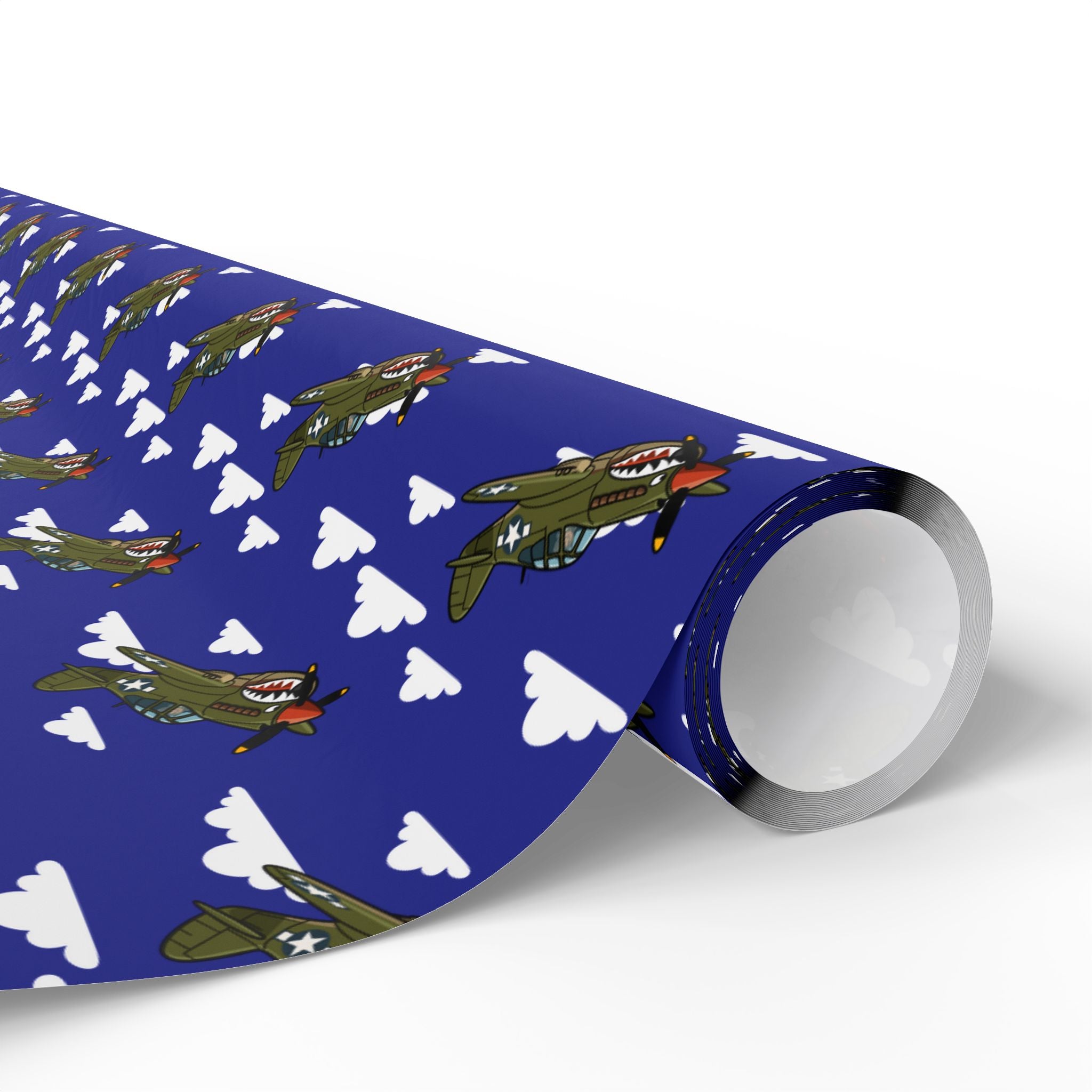 P-40 Warhawk Sharkmouth Wrapping Paper - Blue - I Love a Hangar