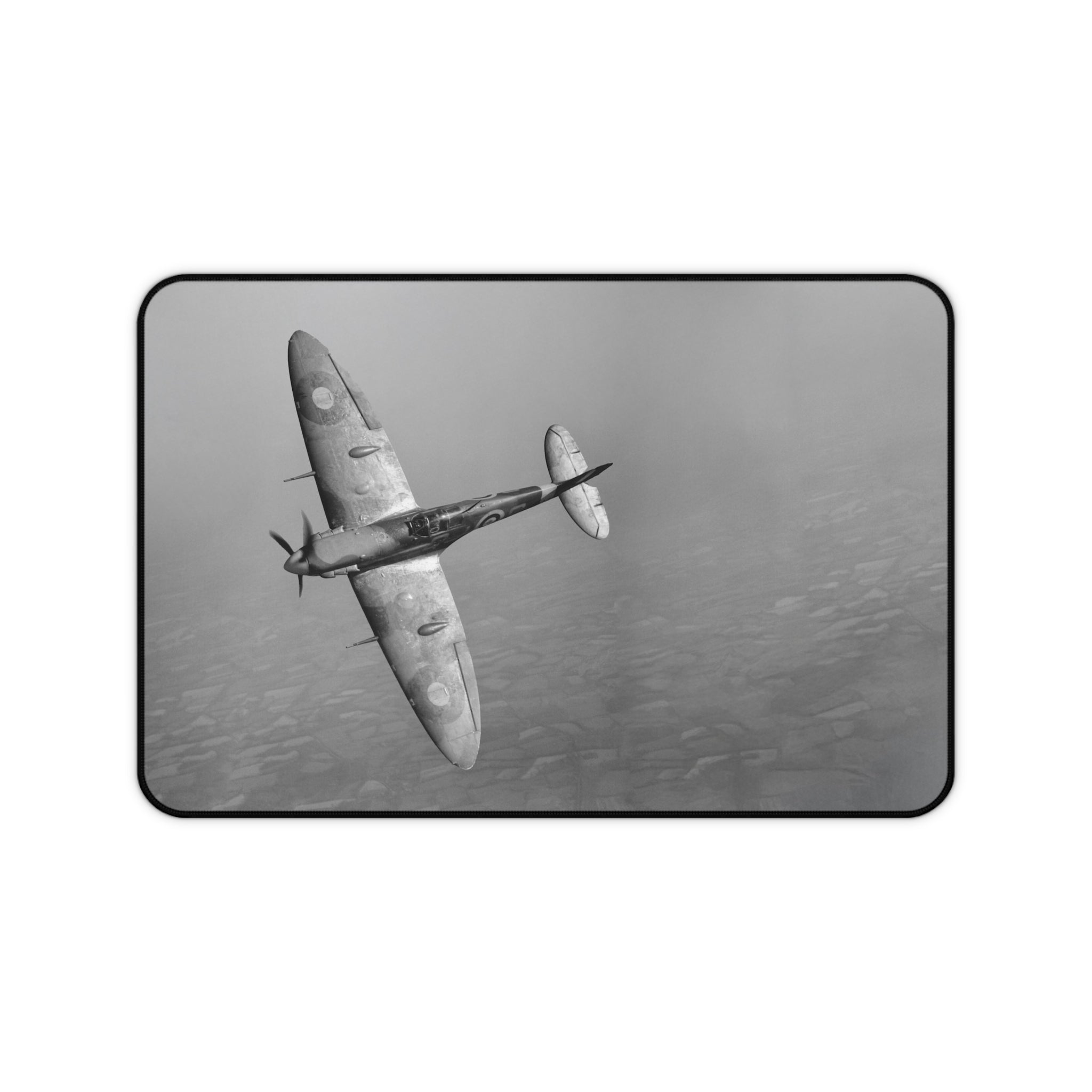 Spitfire R6923 over the English countryside Desk Mat - I Love a Hangar