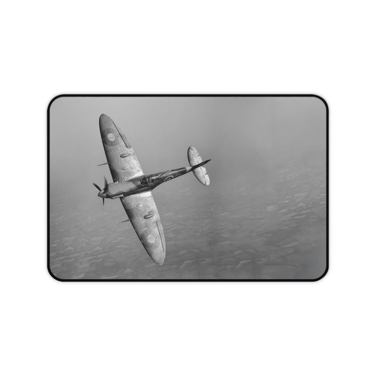 Spitfire R6923 over the English countryside Desk Mat - I Love a Hangar