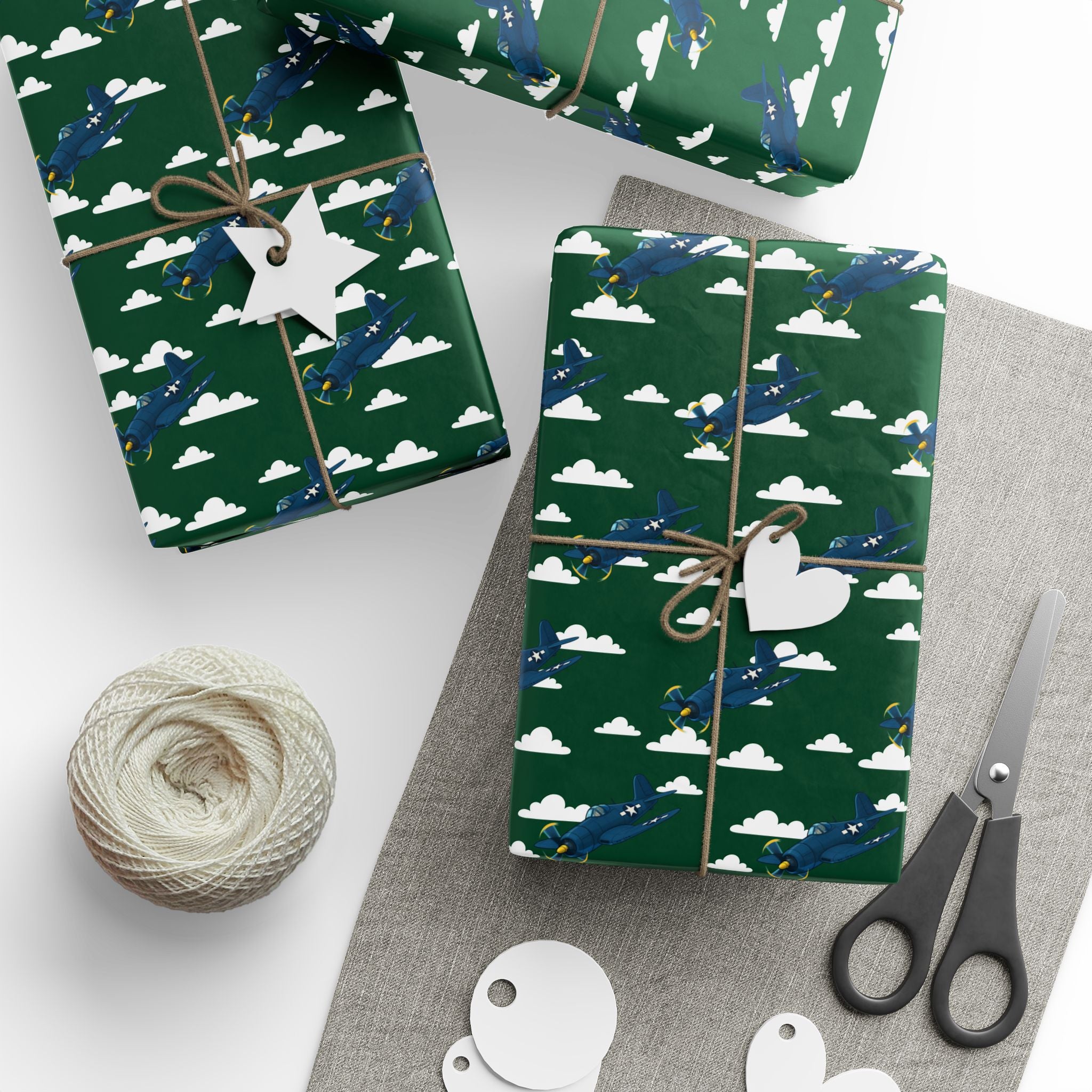 F4U Corsair Wrapping Paper - Green - I Love a Hangar