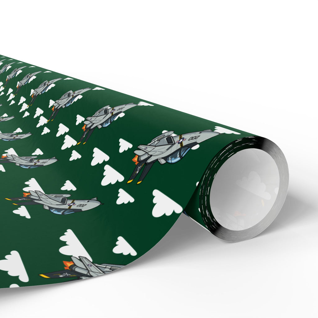 F-14 Tomcat Wrapping Paper -  Green - I Love a Hangar
