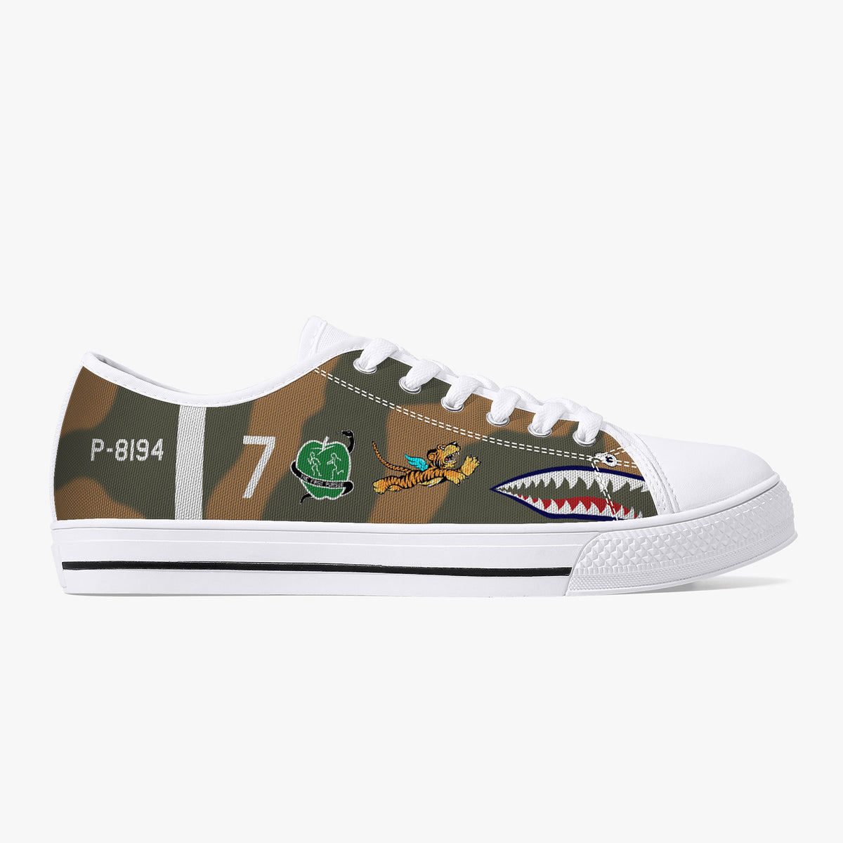 P-40 "White #7" of Robert Neale Low Top Canvas Shoes - I Love a Hangar