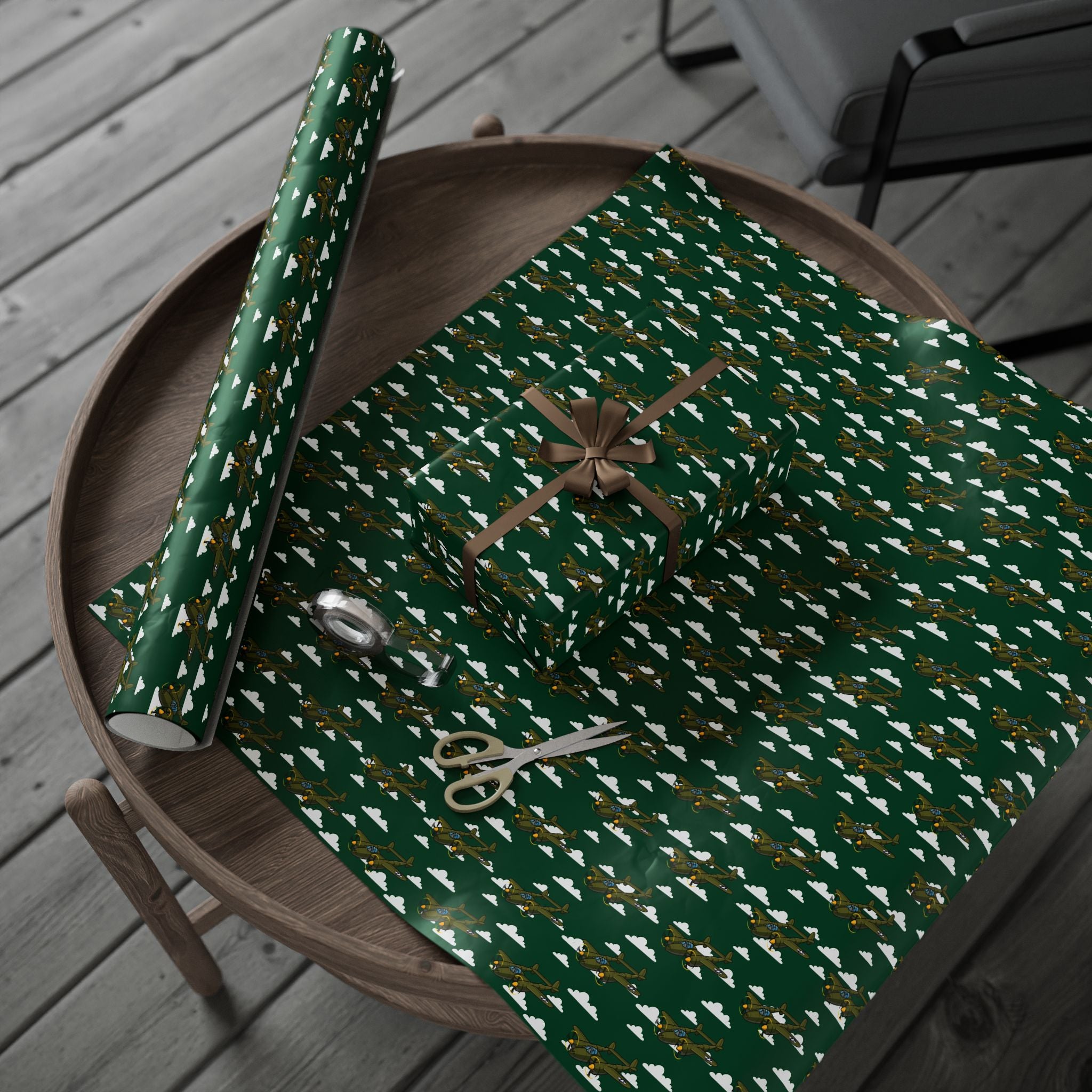 P-38 Lightning Wrapping Paper - Green - I Love a Hangar