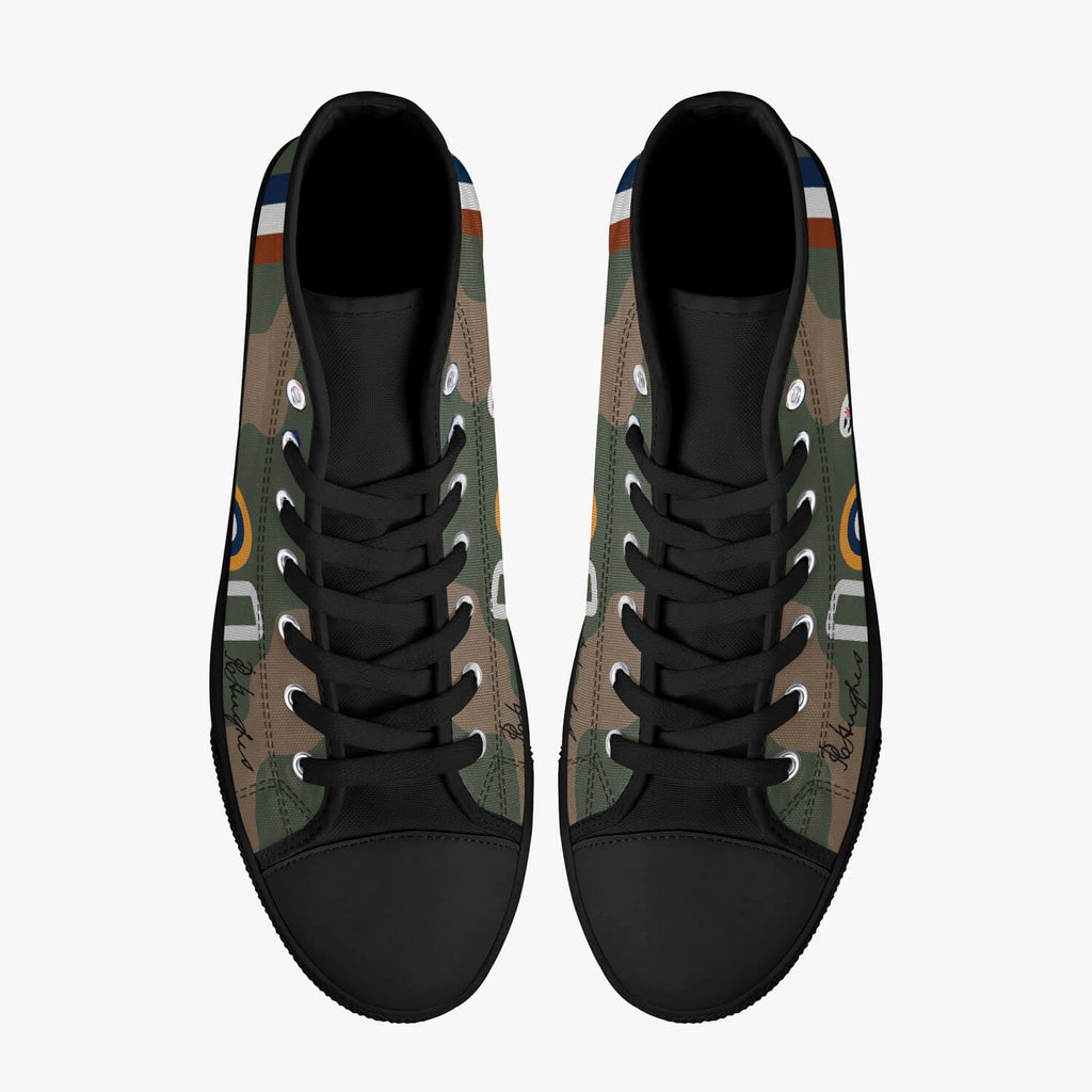 Spitfire "AZ-Q" of Pat Hughes Men's High Top Canvas Shoes - I Love a Hangar