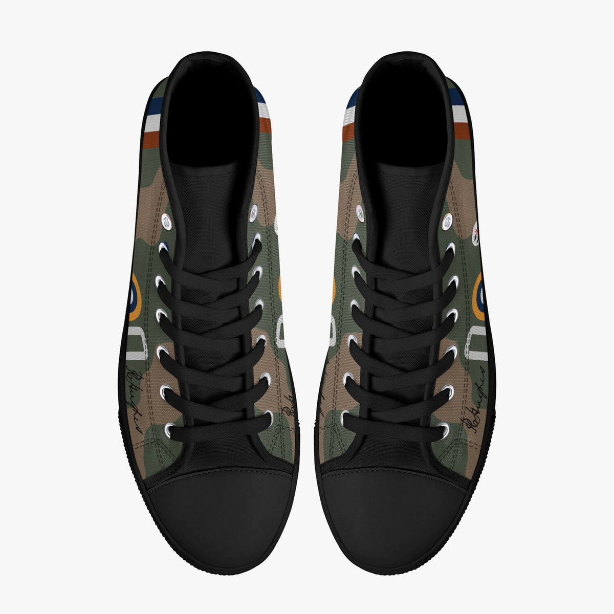 Spitfire "AZ-Q" of Pat Hughes Men's High Top Canvas Shoes - I Love a Hangar