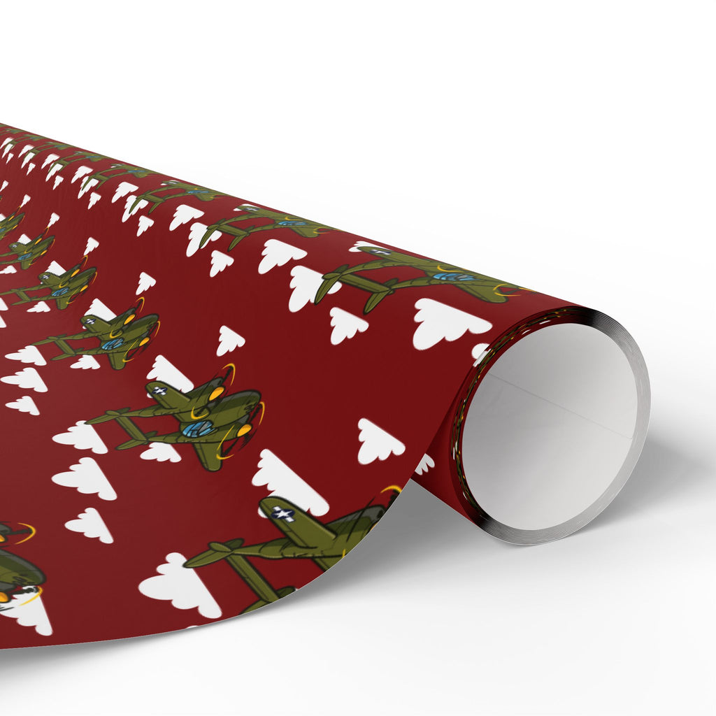 P-38 Lightning Wrapping Paper - Maroon - I Love a Hangar